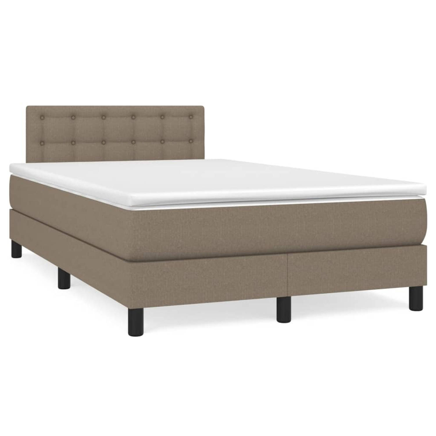 The Living Store Boxspring met matras stof taupe 120x200 cm - Boxspring - Boxsprings - Bed - Slaapmeubel - Boxspringbed - Boxspring Bed - Tweepersoonsbed - Bed Met Matras - Bedfram