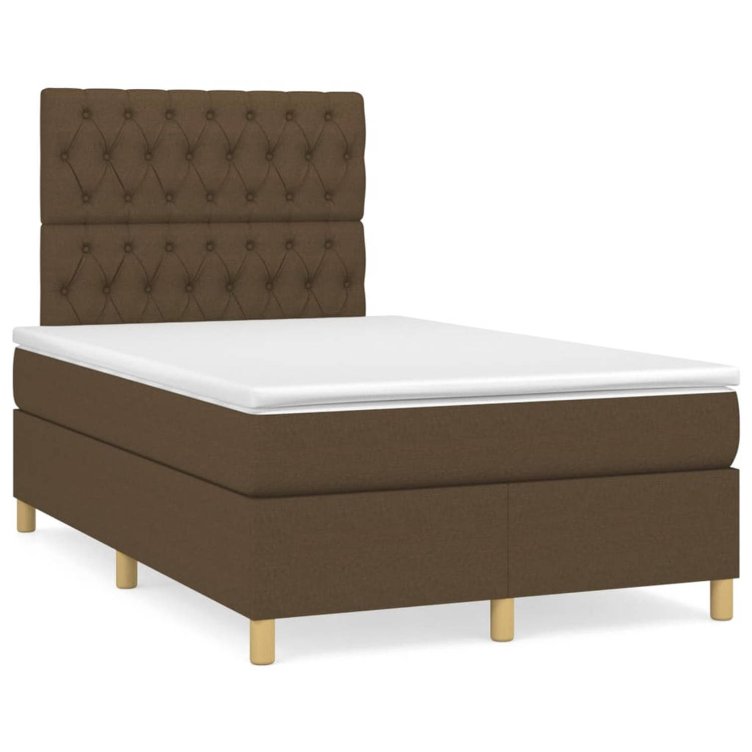 The Living Store Boxspringbed - Bed - 203x120x118/128 cm - Donkerbruin