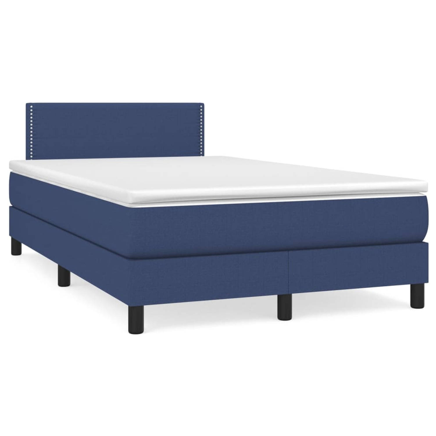 The Living Store Boxspring met matras stof blauw 120x200 cm - Boxspring - Boxsprings - Bed - Slaapmeubel - Boxspringbed - Boxspring Bed - Tweepersoonsbed - Bed Met Matras - Bedfram