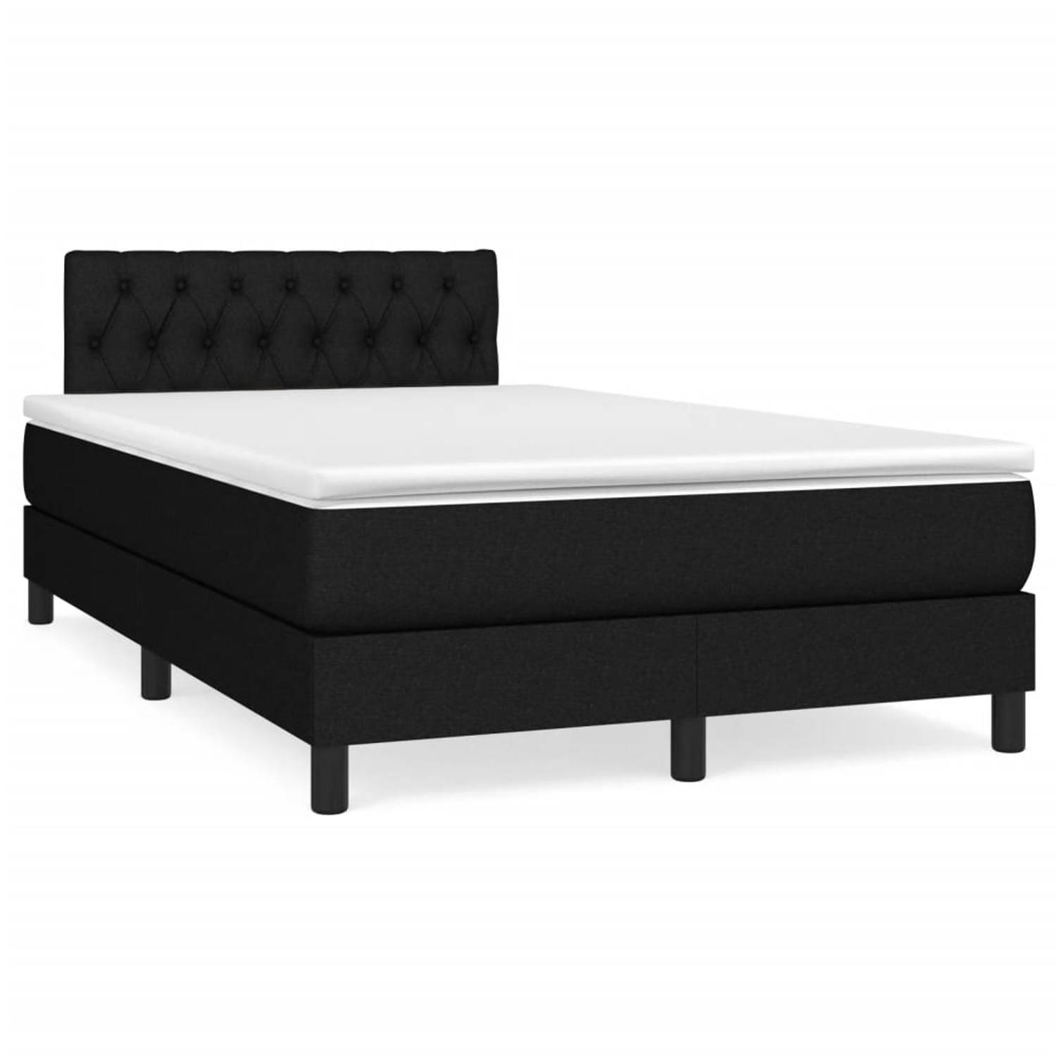 The Living Store Boxspringbed - Deluxe - Bed - 203x120x78/88 cm - Zwart - Stof - Inclusief matras en topmatras