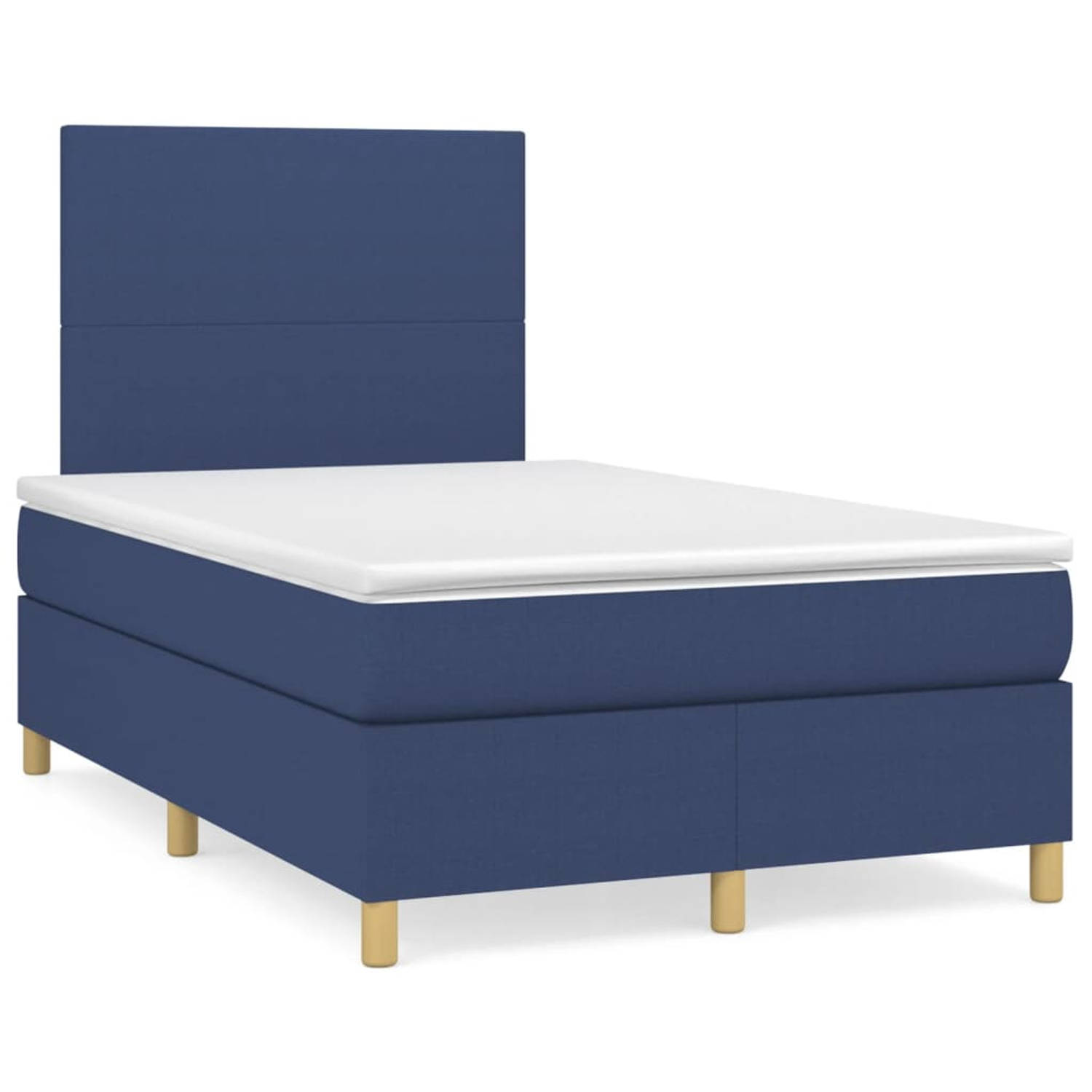 The Living Store Boxspring met matras stof blauw 120x200 cm - Boxspring - Boxsprings - Bed - Slaapmeubel - Boxspringbed - Boxspring Bed - Tweepersoonsbed - Bed Met Matras - Bedfram