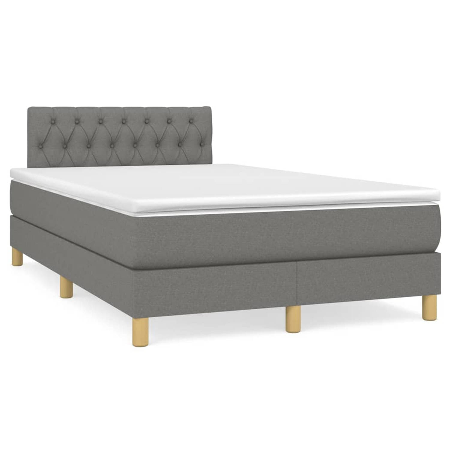 The Living Store Boxspring met matras stof donkergrijs 120x200 cm - Boxspring - Boxsprings - Bed - Slaapmeubel - Boxspringbed - Boxspring Bed - Tweepersoonsbed - Bed Met Matras - B