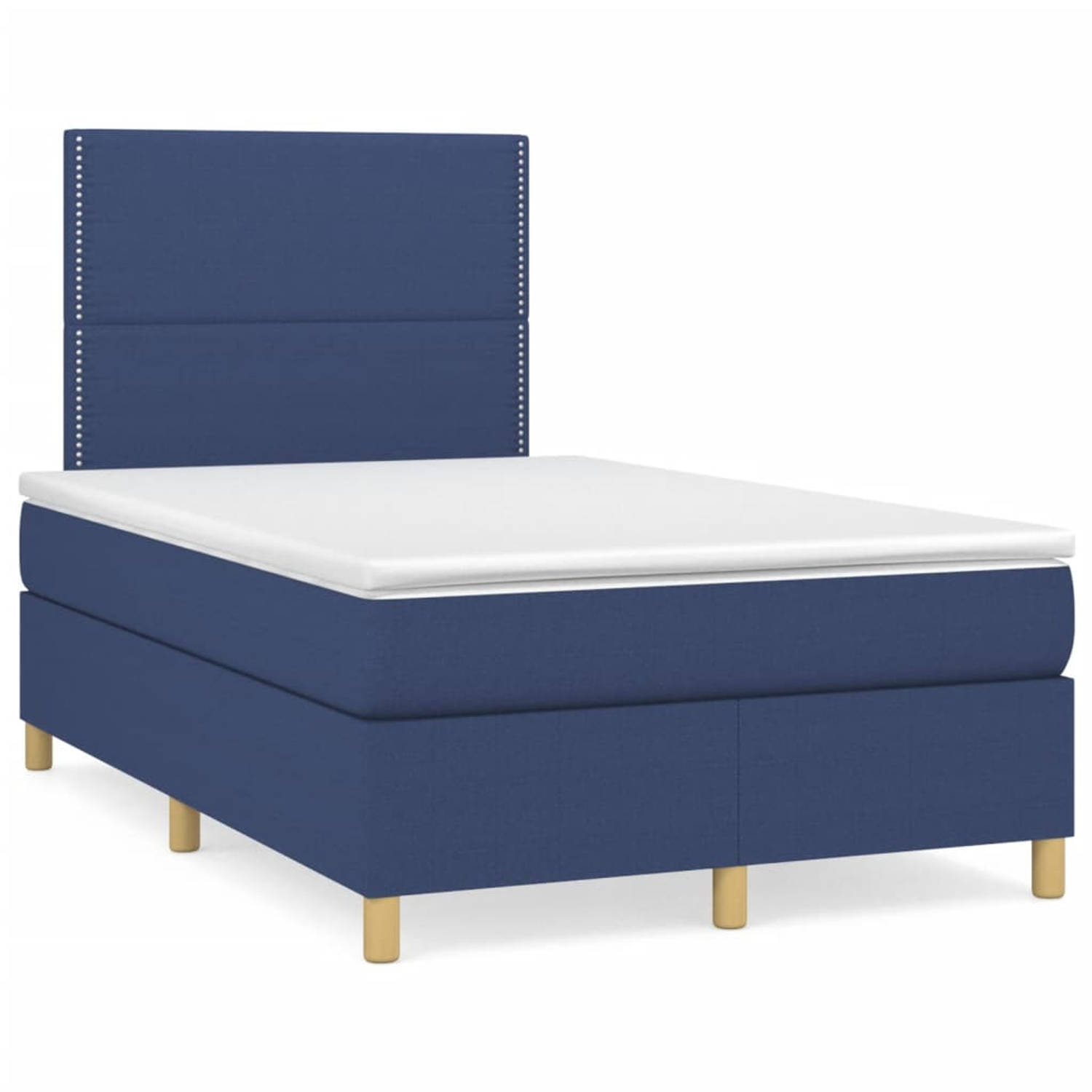 The Living Store Boxspring met matras stof blauw 120x200 cm - Boxspring - Boxsprings - Bed - Slaapmeubel - Boxspringbed - Boxspring Bed - Tweepersoonsbed - Bed Met Matras - Bedfram