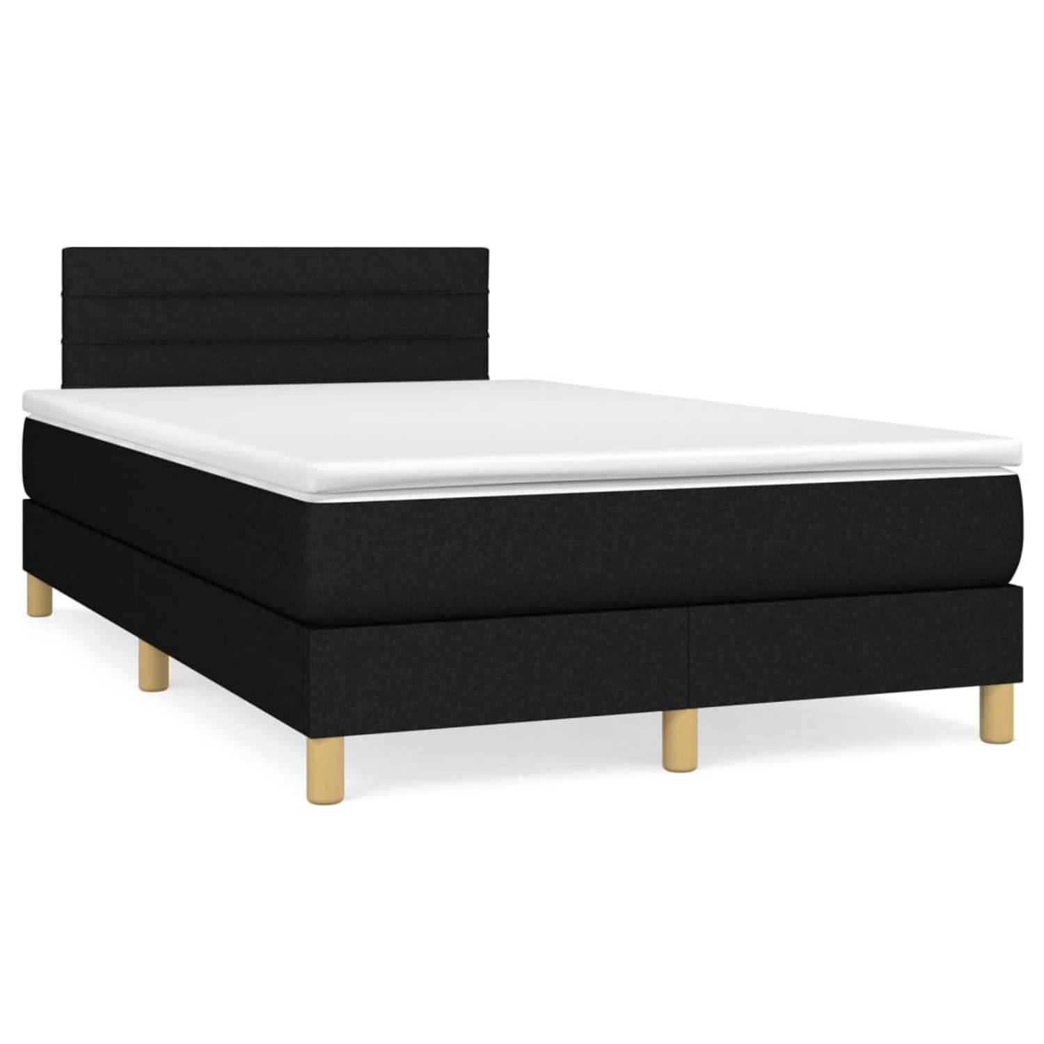 The Living Store Boxspring met matras stof zwart 120x200 cm - Bed