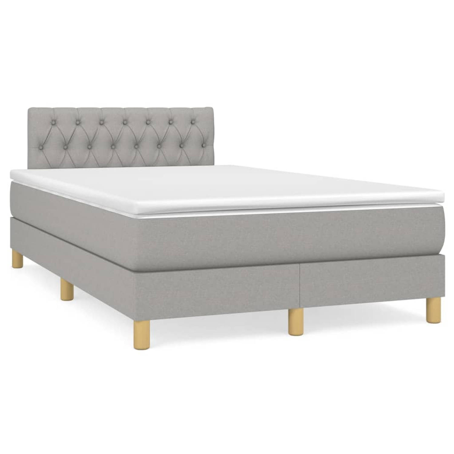 The Living Store Boxspring met matras stof lichtgrijs 120x200 cm - Boxspring - Boxsprings - Bed - Slaapmeubel - Boxspringbed - Boxspring Bed - Tweepersoonsbed - Bed Met Matras - Be