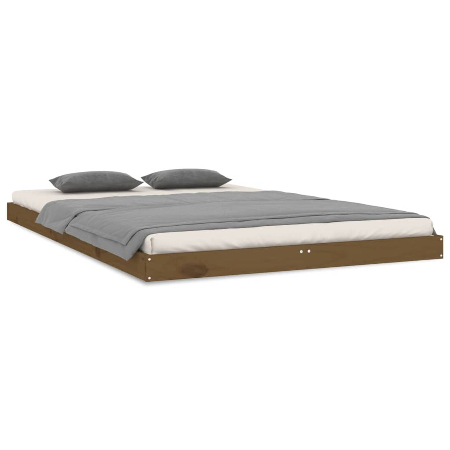 The Living Store Bedframe massief grenenhout honingbruin 120x200 cm - Bedframe - Bedframes - Ledikant - Ledikanten - Bed - Bedden - Bed Frame - Bed Frames - Houten Bedframe - Houte