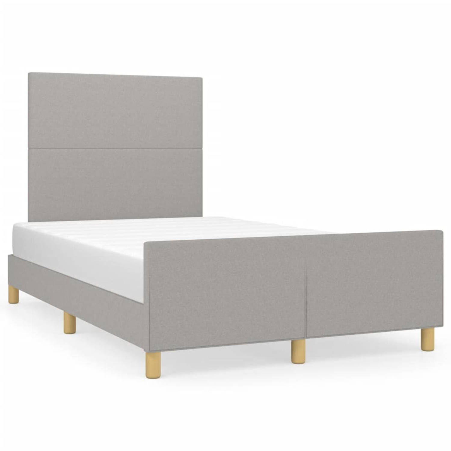 The Living Store Bedframe met hoofdeinde stof lichtgrijs 120x200 cm - Bedframe Met Hoofdeinde - Bedframes Met Hoofdeindes - Bed - Slaapmeubel - Ledikant - Bedbodem - Tweepersoonsbe