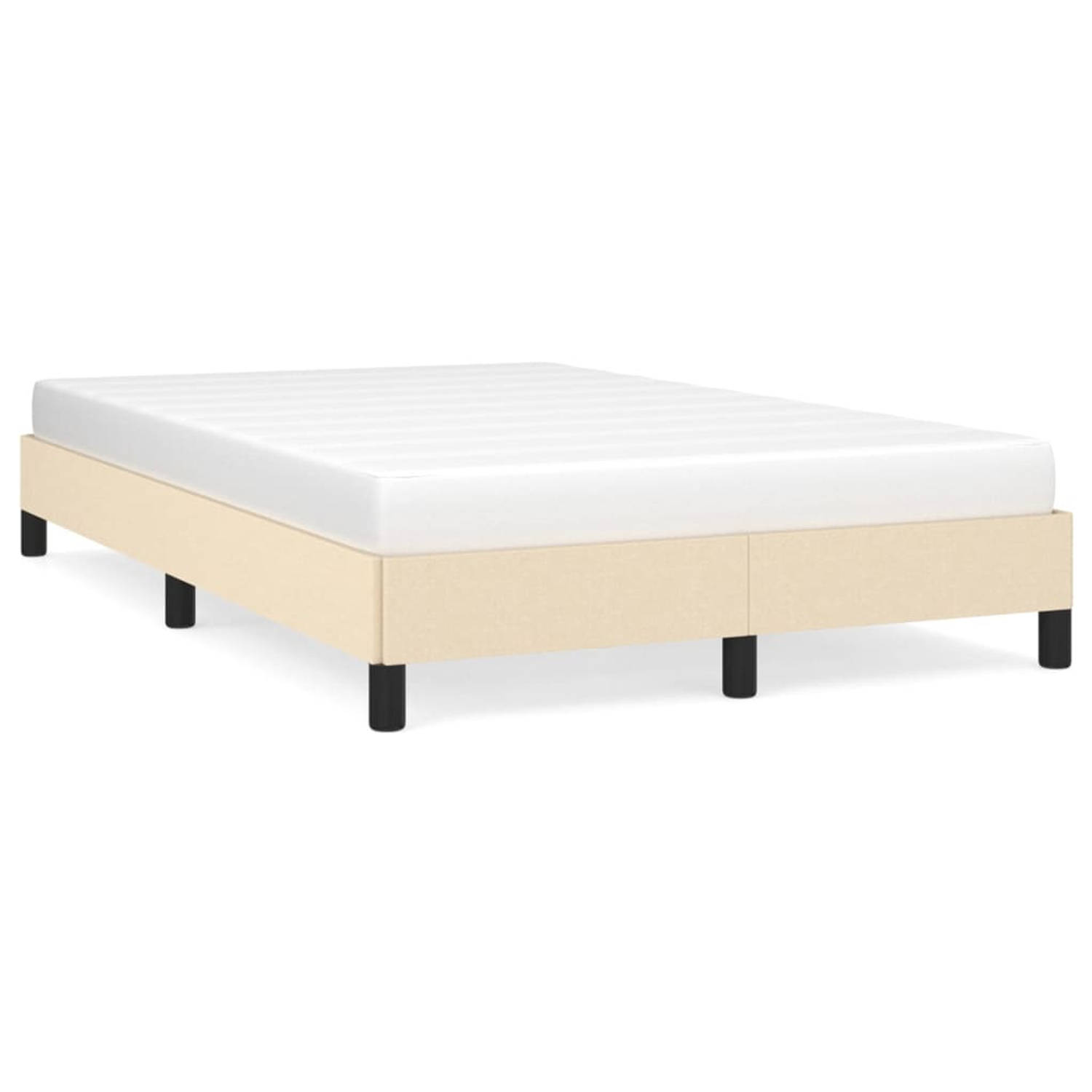 The Living Store Bedframe stof crèmekleurig 120x200 cm - Bedframe - Bedframe - Bed - Slaapmeubel - Ledikant - Bedbodem - Tweepersoonsbed - Bedden - Slaapmeubels - Slaapmeubelen - L