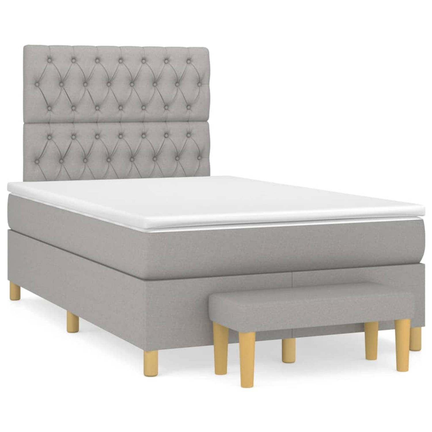 The Living Store Boxspring met matras stof lichtgrijs 120x200 cm - Boxspring - Boxsprings - Pocketveringbed - Bed - Slaapmeubel - Boxspringbed - Boxspring Bed - Eenpersoonsbed - Be