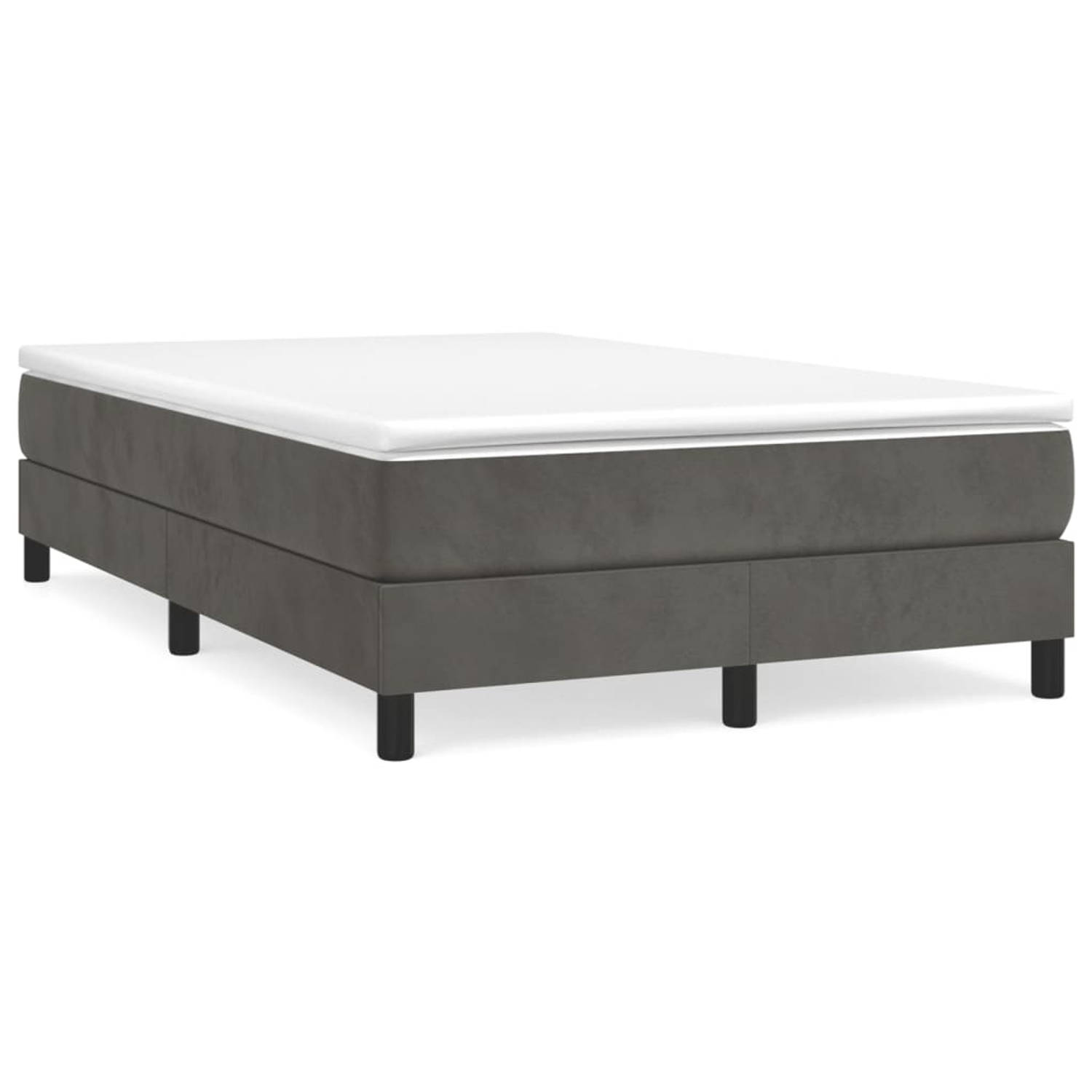The Living Store Boxspringframe fluweel donkergrijs 120x200 cm - Bed