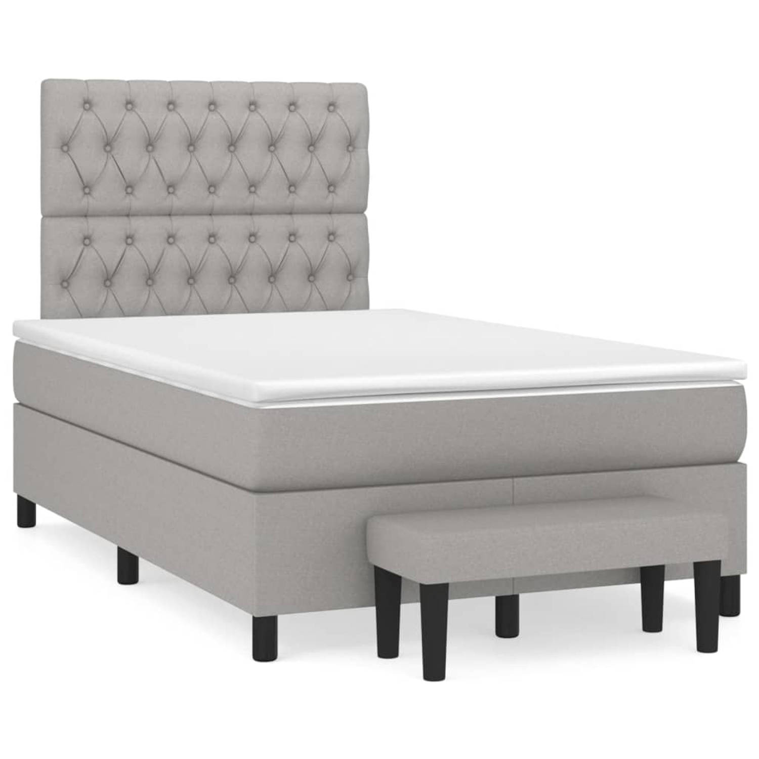 The Living Store Boxspring met matras stof lichtgrijs 120x200 cm - Boxspring - Boxsprings - Pocketveringbed - Bed - Slaapmeubel - Boxspringbed - Boxspring Bed - Eenpersoonsbed - Be