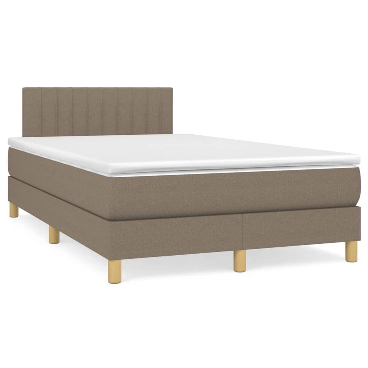 The Living Store Boxspring Bed - naam - Bed - 203 x 120 x 78/88 cm - Taupe - Duurzaam materiaal - Verstelbaar hoofdbord - Pocketvering matras - Middelharde ondersteuning - Huidvrie