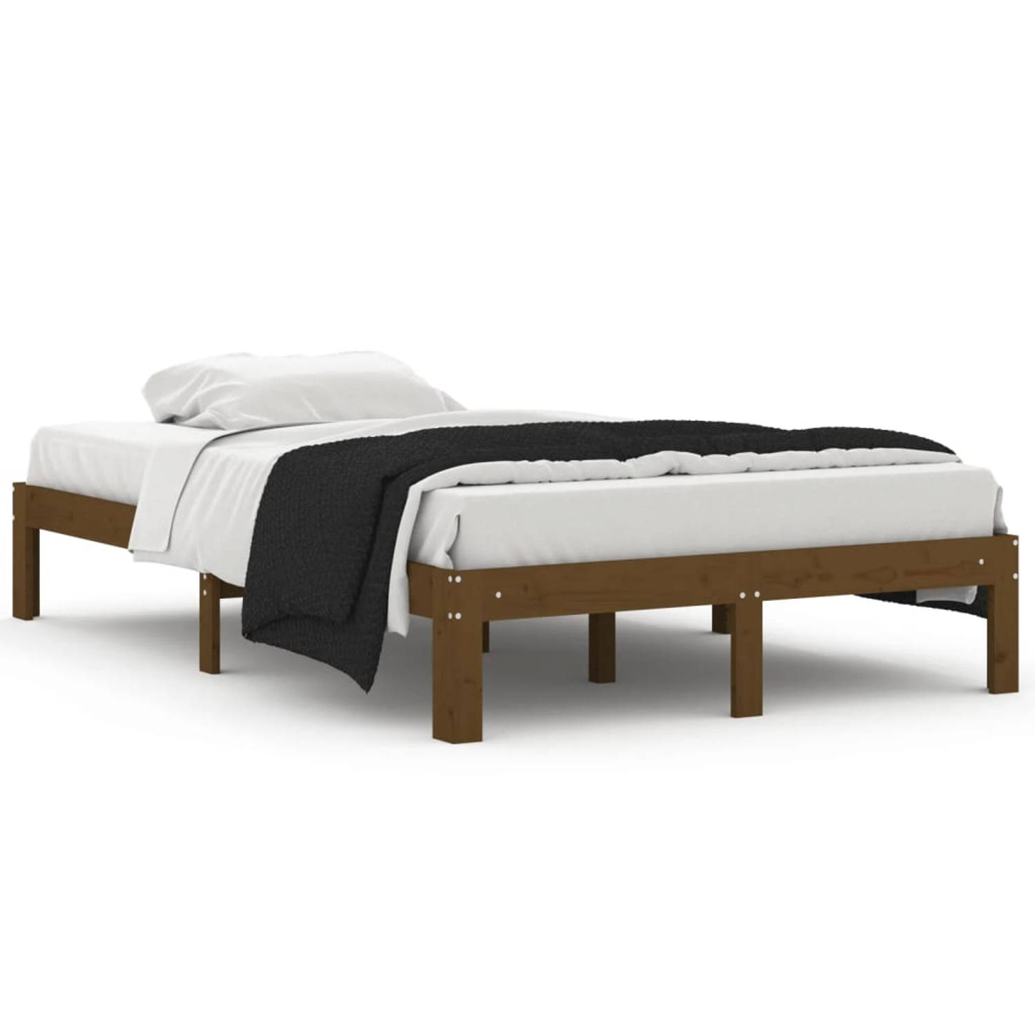 The Living Store Bedframe massief grenenhout honingbruin 120x200 cm - Bedframe - Bedframes - Bed - Bedbodem - Ledikant - Bed Frame - Massief Houten Bedframe - Slaapmeubel - Tweeper