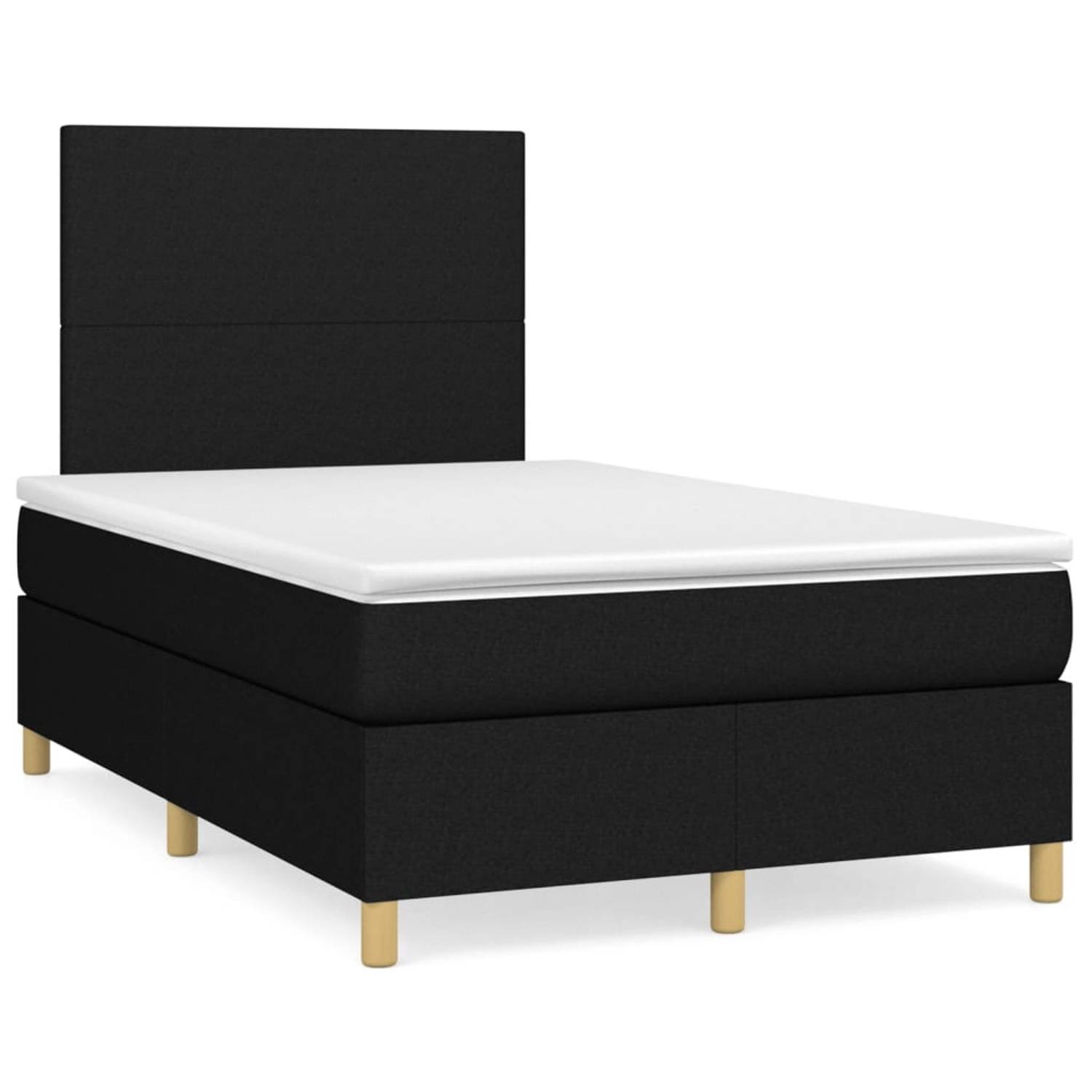 The Living Store Boxspring met matras stof zwart 120x200 cm - Bed