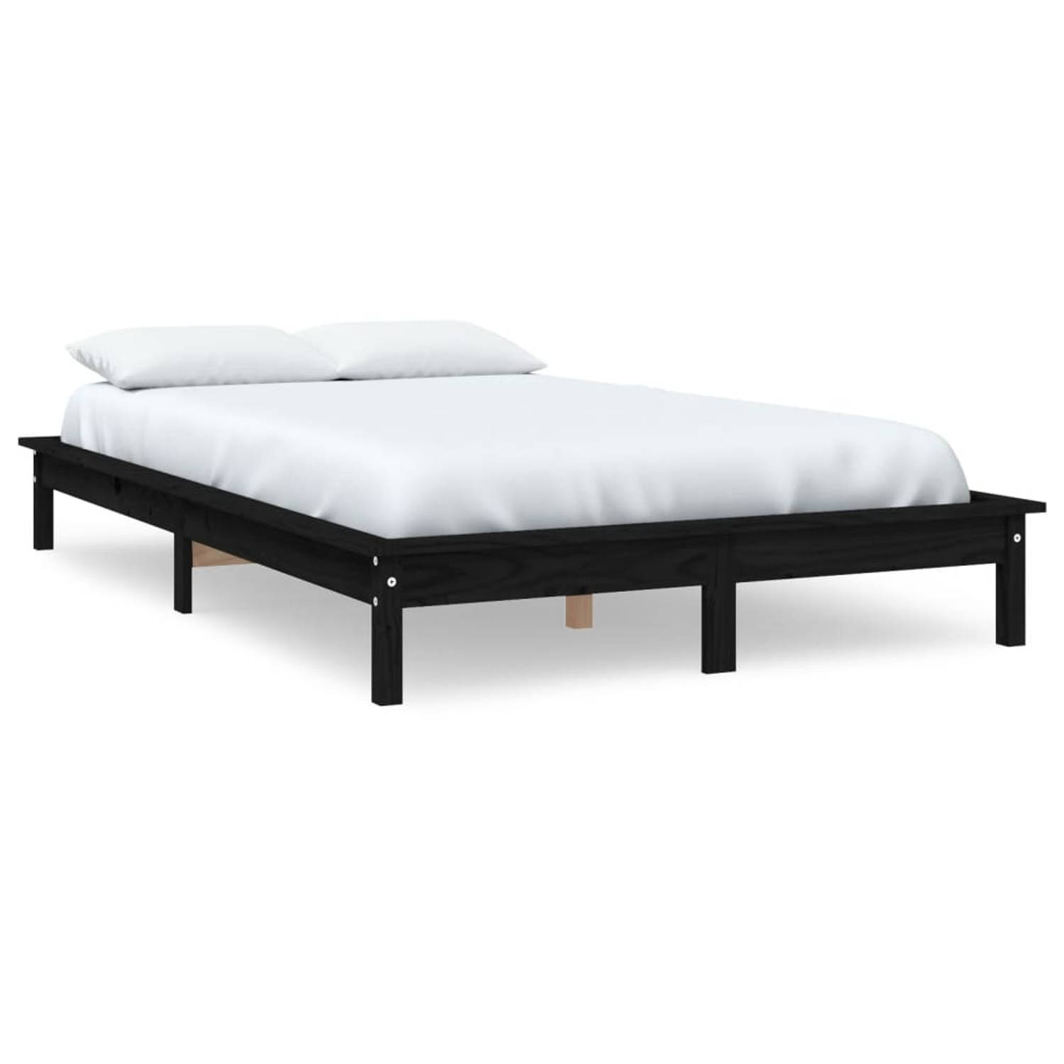 The Living Store Bedframe massief grenenhout zwart 120x190 cm 4FT Small Double - Bedframe - Bedframes - Bed - Bedbodem - Ledikant - Bed Frame - Massief Houten Bedframe - Slaapmeube