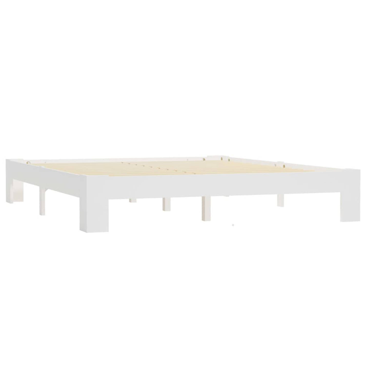 The Living Store Bedframe massief grenenhout wit 160x200 cm - Bed