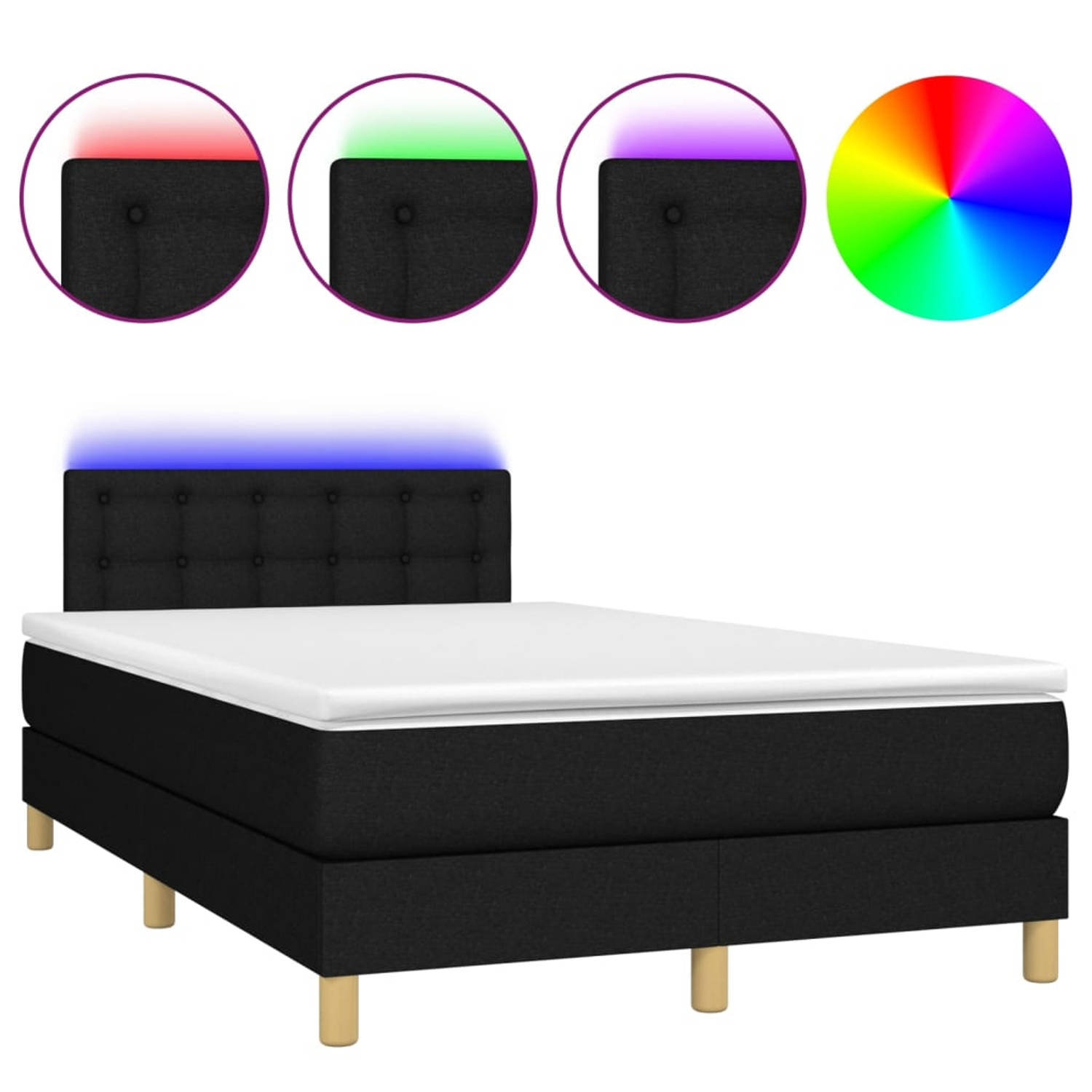 The Living Store Boxspring Bed LED Pocketvering Huidvriendelijk 120x200 cm