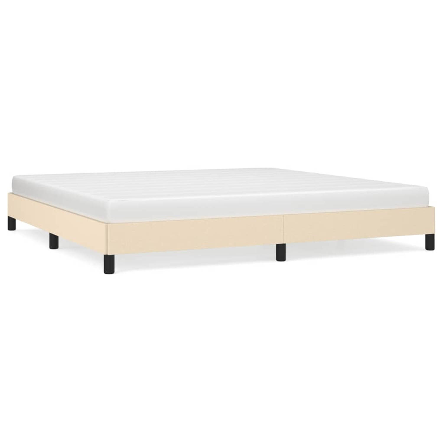 The Living Store Bedframe stof crèmekleurig 200x200 cm - Bedframe - Bedframe - Bed - Slaapmeubel - Ledikant - Bedbodem - Tweepersoonsbed - Bedden - Slaapmeubels - Slaapmeubelen - L