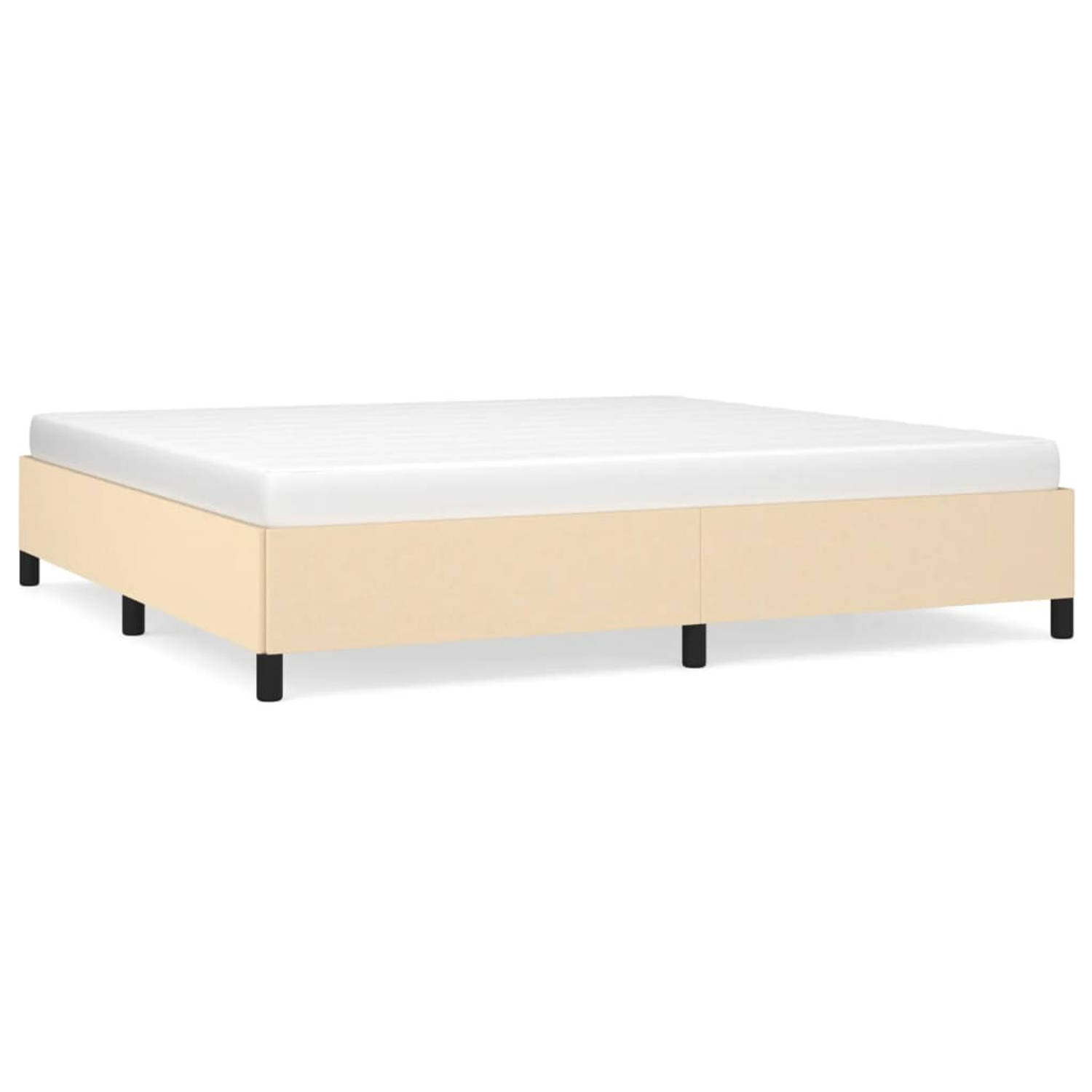 The Living Store Bedframe stof crèmekleurig 200x200 cm - Bedframe - Bedframe - Bed - Slaapmeubel - Ledikant - Bedbodem - Tweepersoonsbed - Bedden - Slaapmeubels - Slaapmeubelen - L