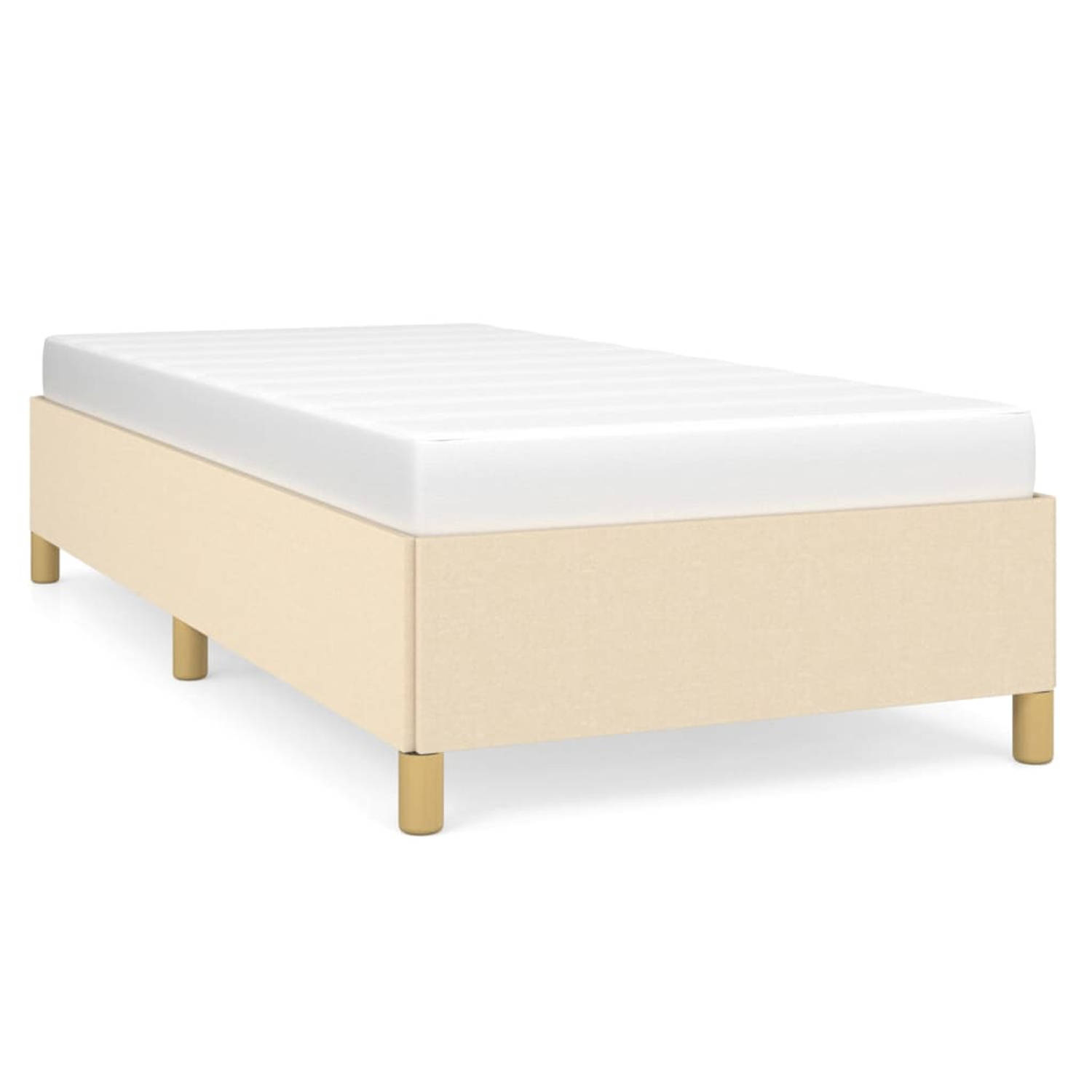 The Living Store Bedframe stof crèmekleurig 90x200 cm - Bedframe - Bedframes - Slaapmeubel - Bedbodem - Ledikant - Eenpersoonsbed - Slaapmeubels - Slaapmeubelen - Slaapmeubilair -