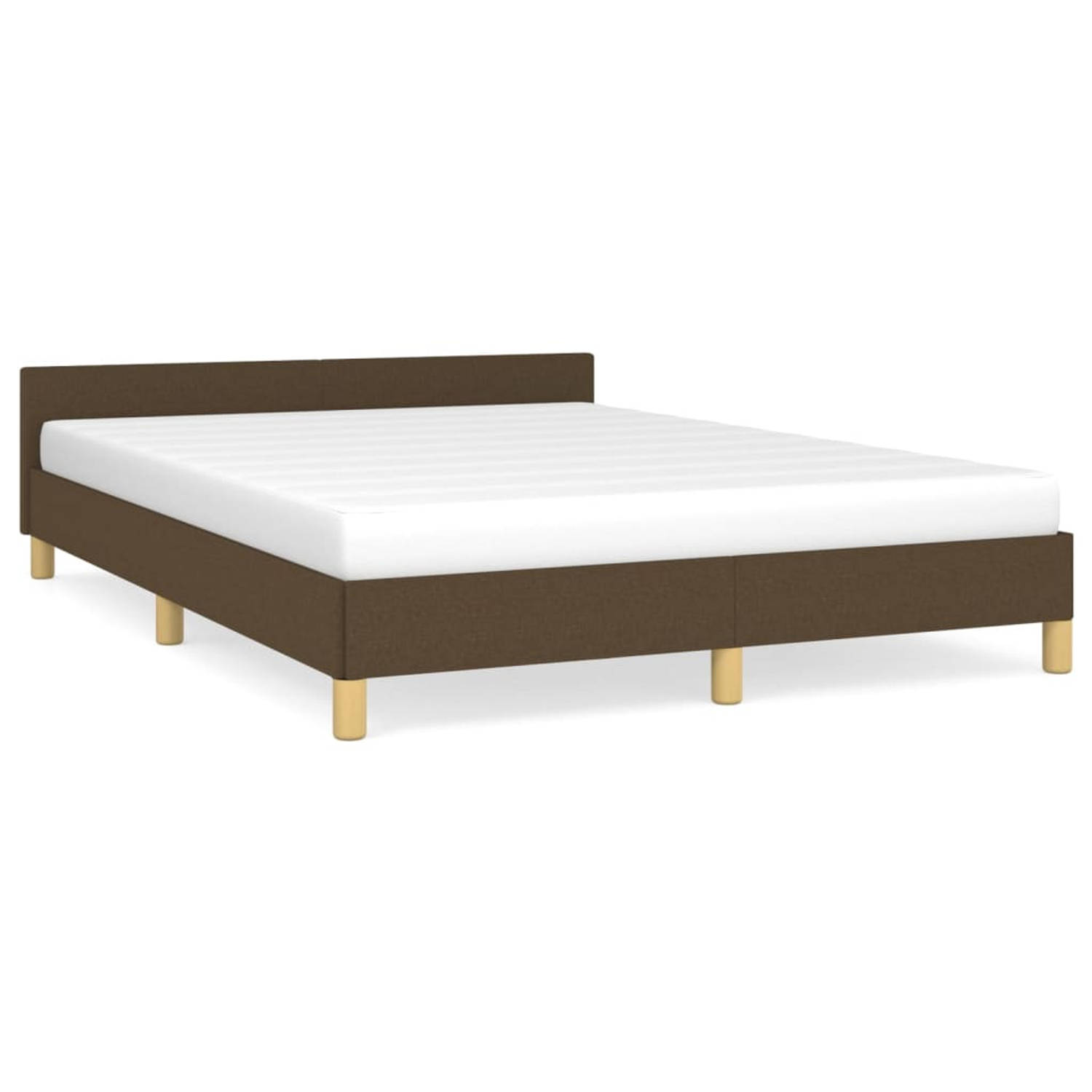 The Living Store Bedframe met hoofdeinde stof donkerbruin 140x200 cm - Bed