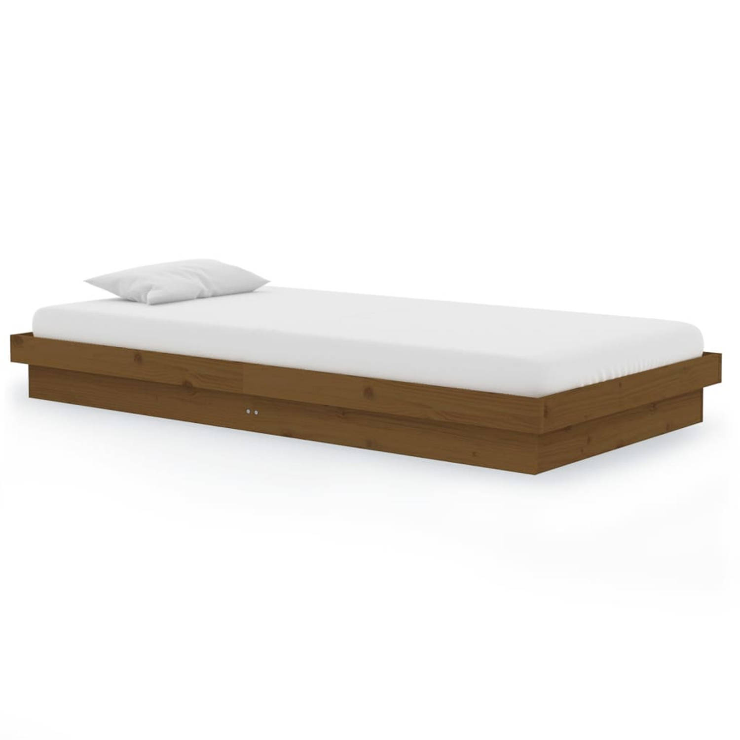 The Living Store Bedframe massief hout honingbruin 100x200 cm - Bedframe - Bedframes - Eenpersoonsbed - Bed - Bedombouw - Ledikant - Houten Bedframe - Eenpersoonsbedden - Bedden -