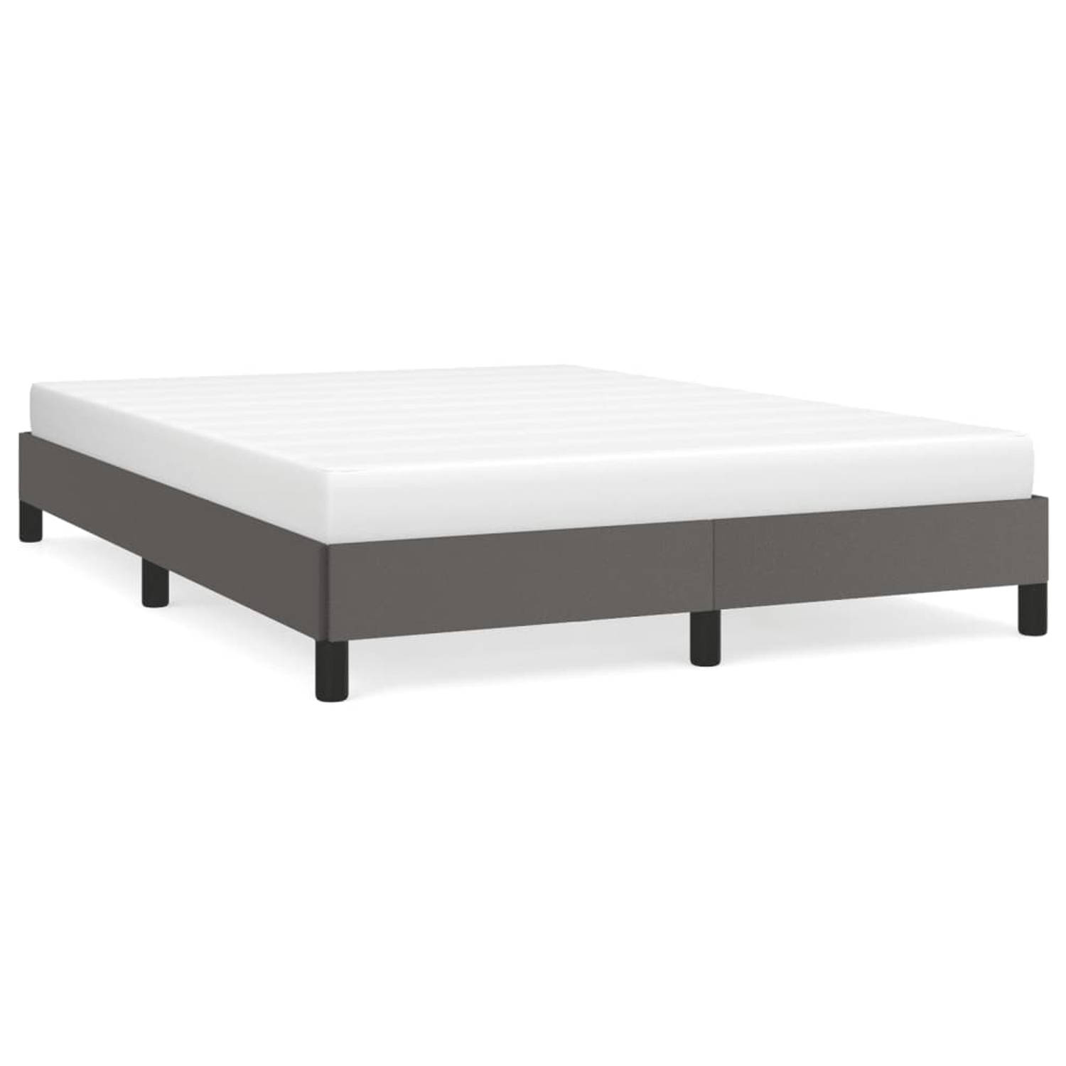 The Living Store Bedframe kunstleer grijs 140x200 cm - Bedframe - Bedframes - Bed - Slaapmeubel - Bedbodem - Ledikant - Tweepersoonsbed - Slaapbed - Bedden - Slaapmeubels - Slaapme