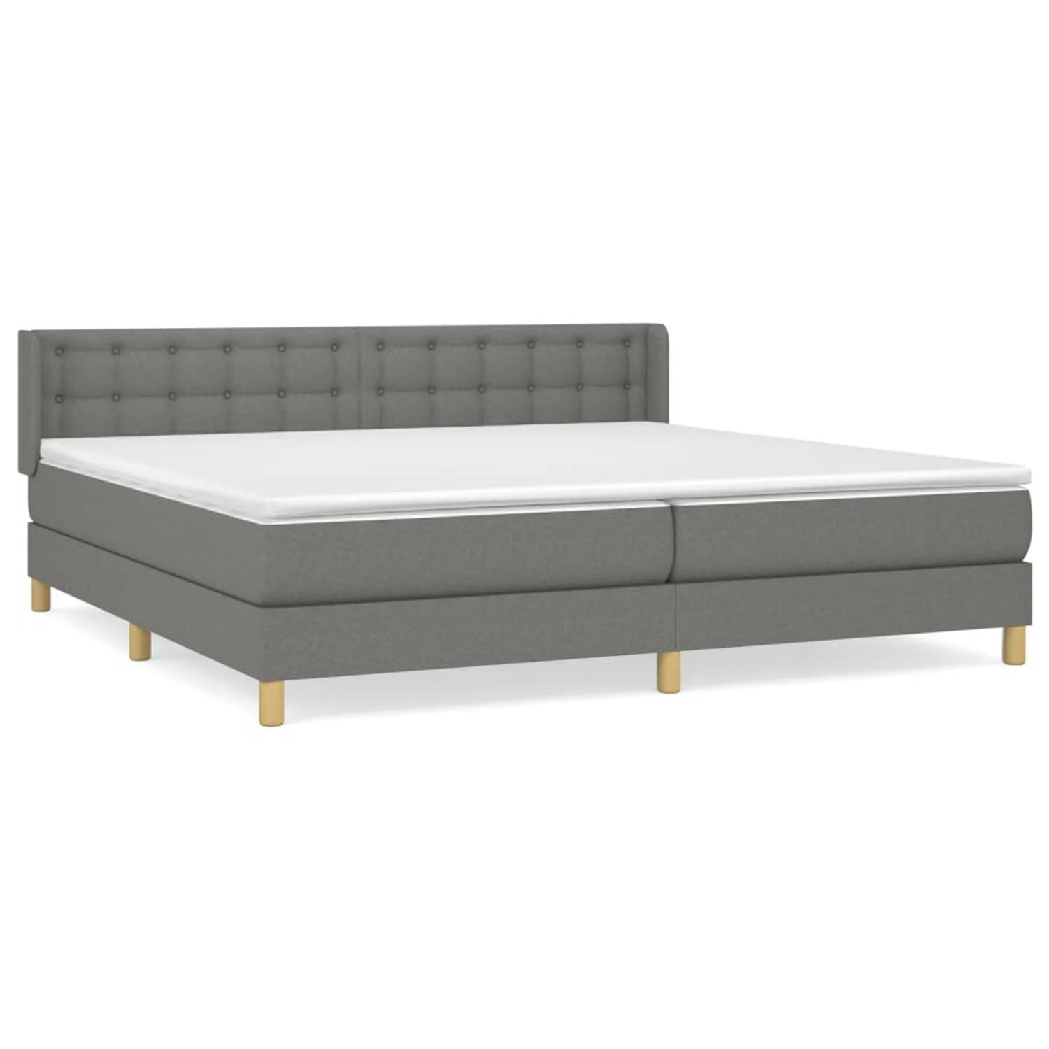 The Living Store Boxspringbed Classic - 203 x 203 x 78/88 cm - Donkergrijs - Pocketvering matras - Middelharde