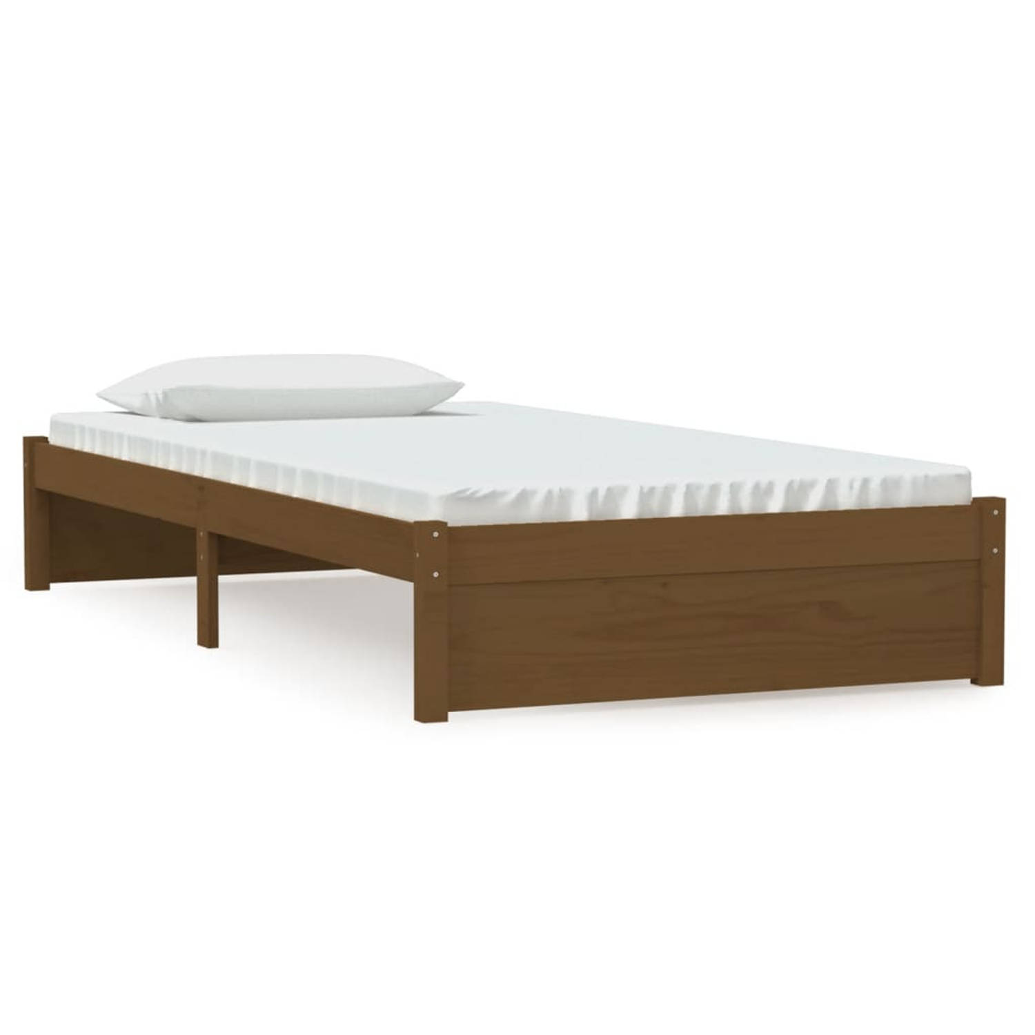 The Living Store Bedframe massief hout honingbruin 100x200 cm - Bedframe - Bedframes - Bed - Bedbodem - Ledikant - Bed Frame - Massief Houten Bedframe - Slaapmeubel - Eenpersoonsbe