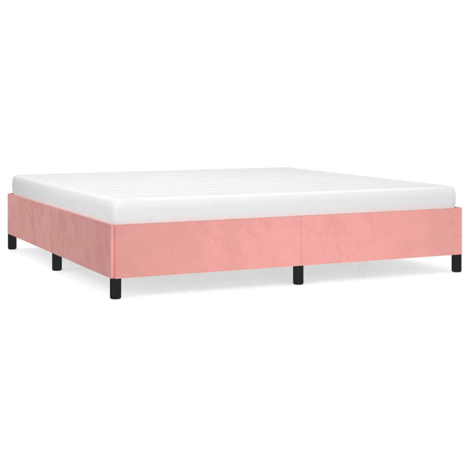 The Living Store Bedframe fluweel roze 200x200 cm - Bed