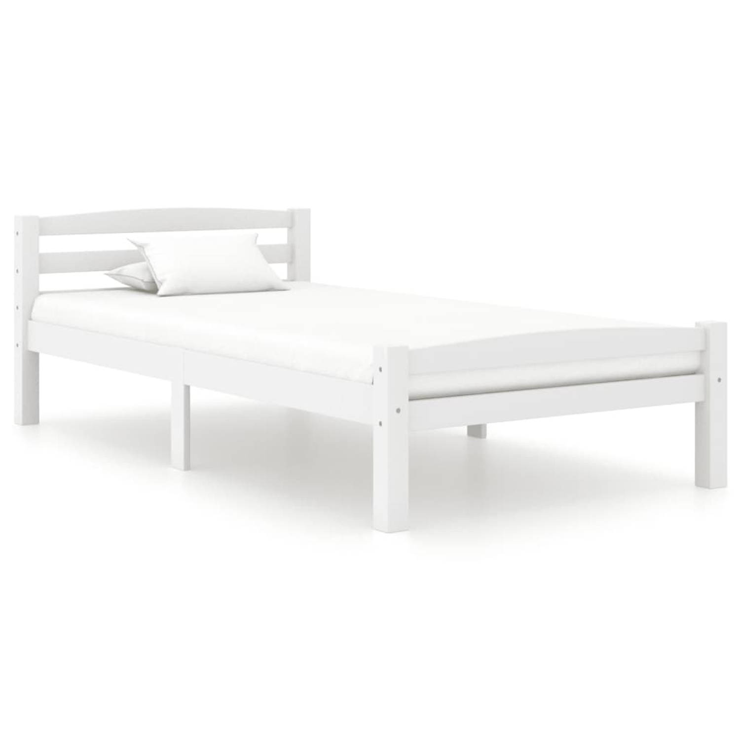 The Living Store Bedframe massief grenenhout wit 100x200 cm - Bedframe - Bedframe - Bed Frame - Bed Frames - Bed - Bedden - 1-persoonsbed - 1-persoonsbedden - Eenpersoons Bed