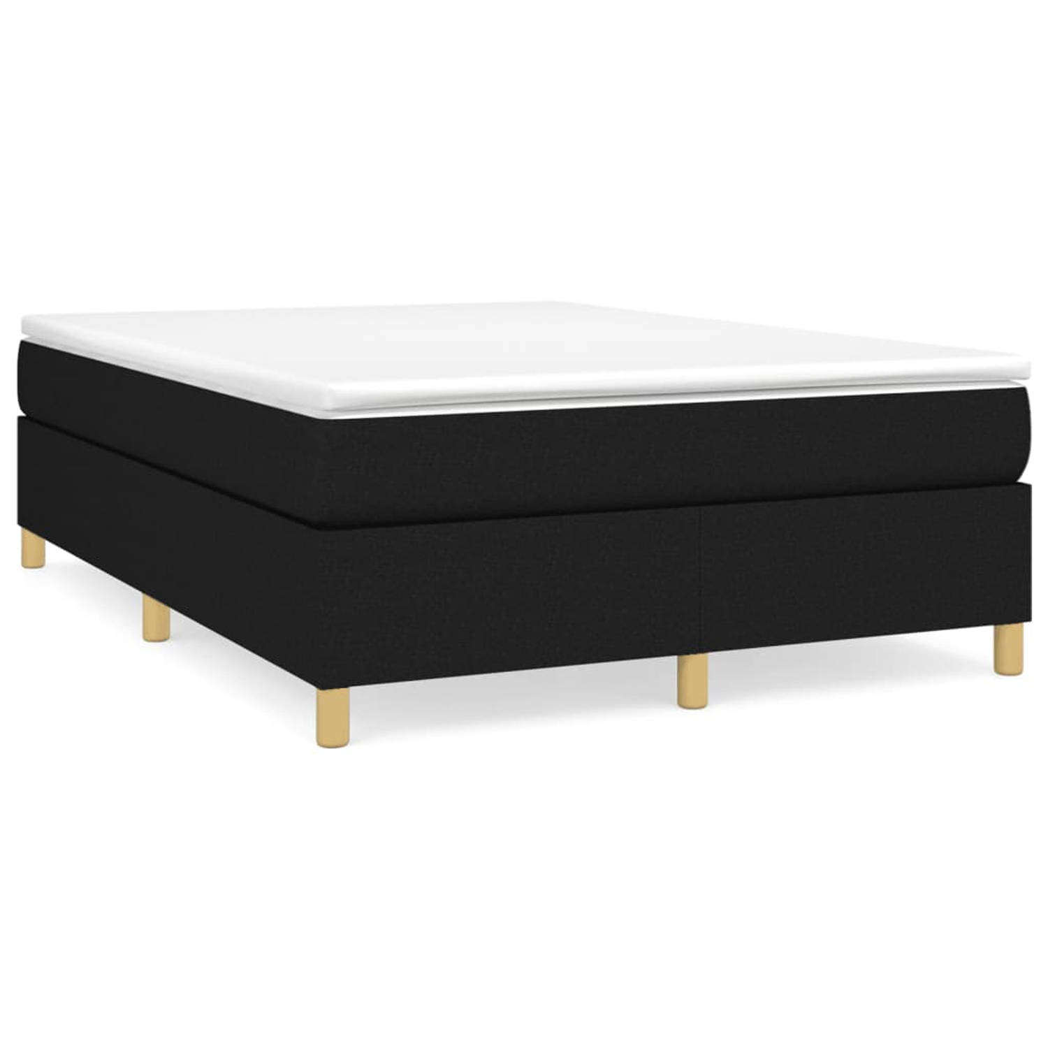 The Living Store Boxspringframe stof zwart 140x200 cm - Boxspringframe - Boxspringframes - Bed - Ledikant - Slaapmeubel - Bedframe - Bedbodem - Tweepersoonsbed - Boxspring - Bedden