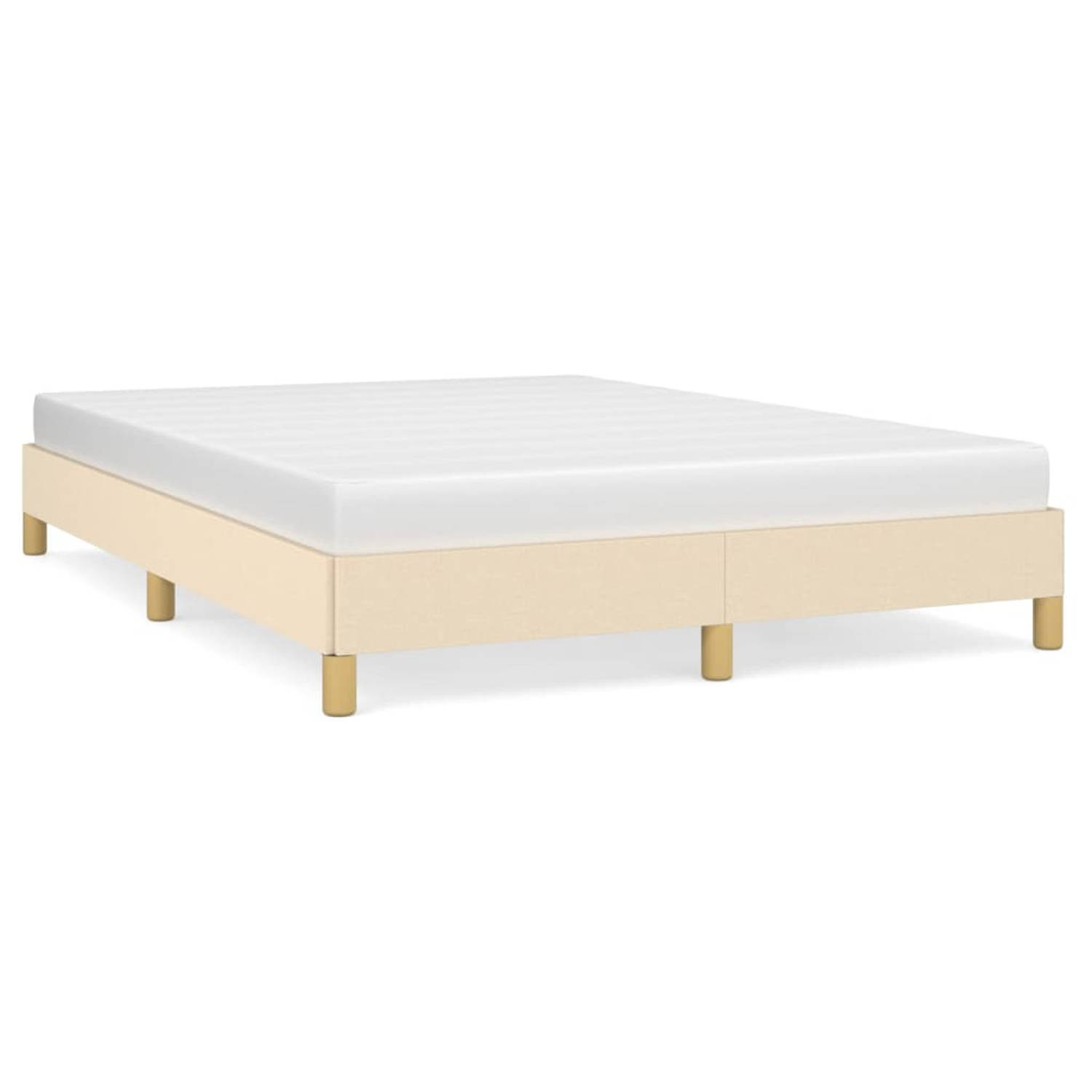 The Living Store Bedframe stof crèmekleurig 160x200 cm - Bedframe - Bedframe - Bed - Slaapmeubel - Ledikant - Bedbodem - Tweepersoonsbed - Bedden - Slaapmeubels - Slaapmeubelen - L