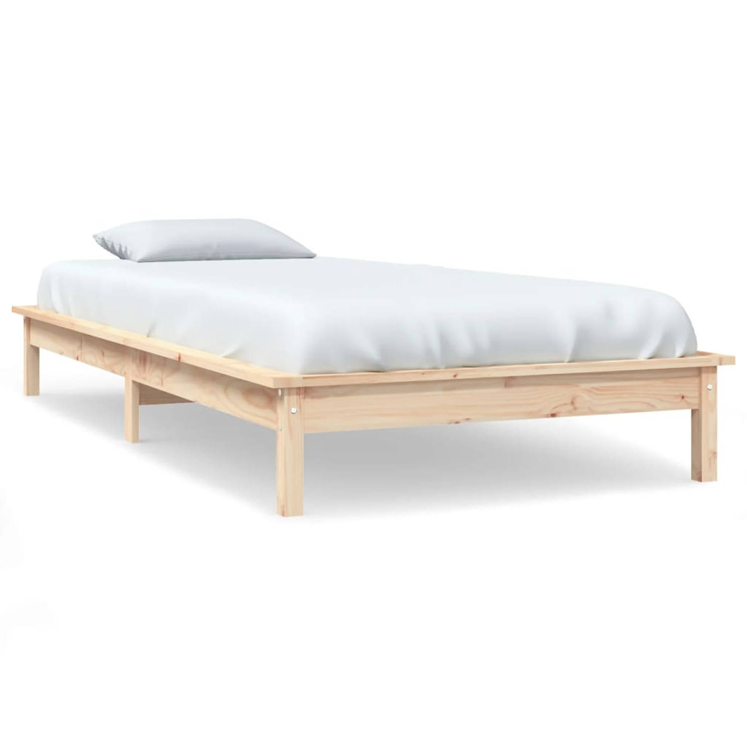 The Living Store Bedframe massief grenenhout 100x200 cm - Bedframe - Bedframes - Bed - Bedbodem - Ledikant - Bed Frame - Massief Houten Bedframe - Slaapmeubel - Eenpersoonsbed - Be