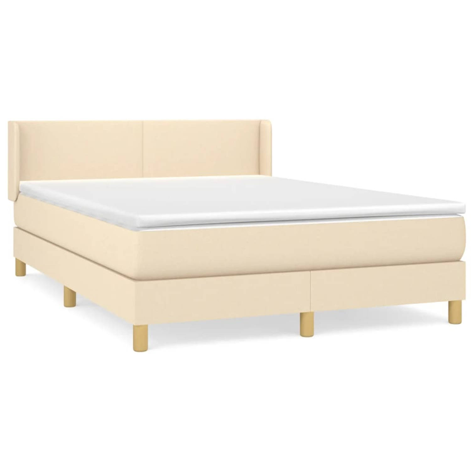 The Living Store Boxspringbed - Crème - 140 x 200 cm - Pocketvering - Middelharde ondersteuning