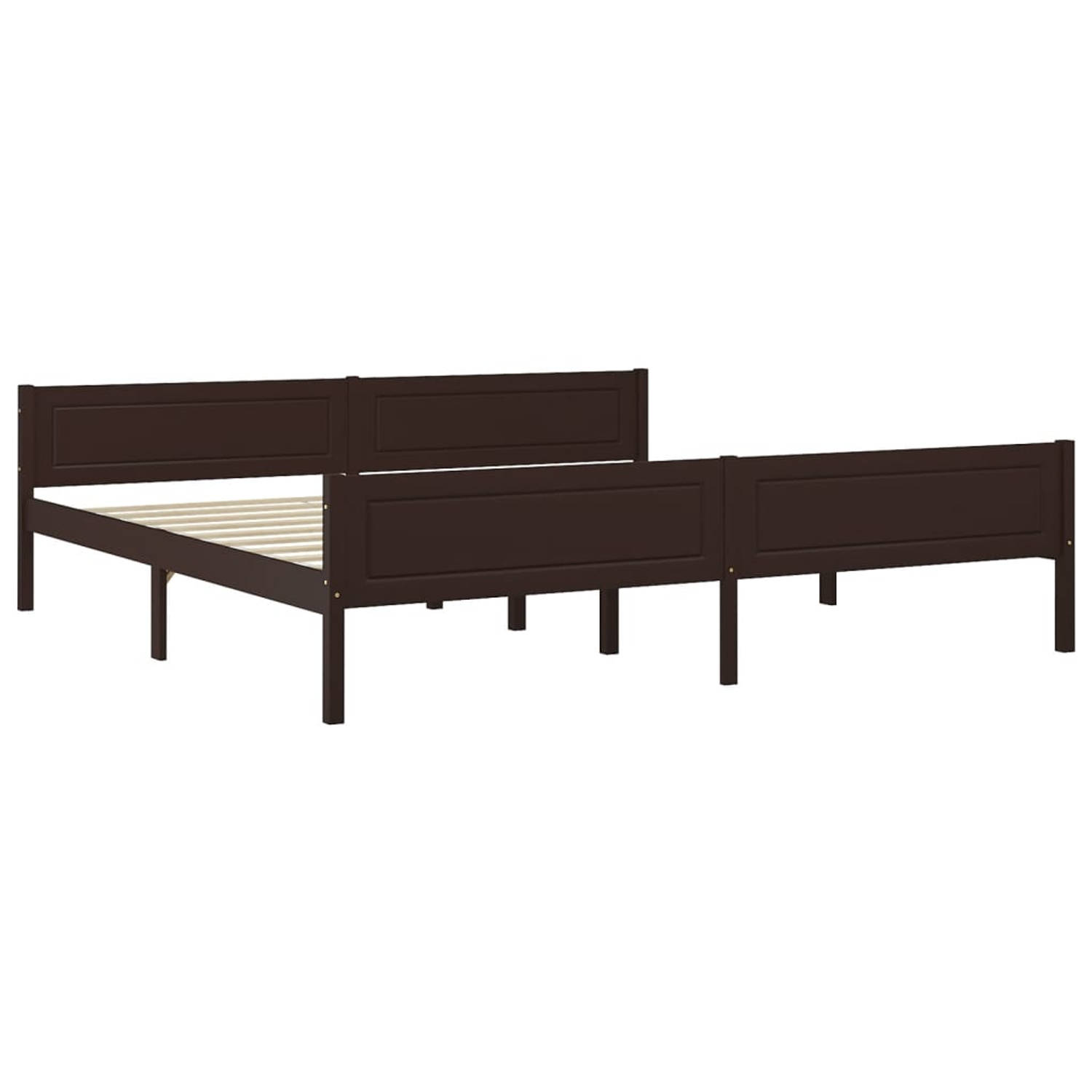 The Living Store Bedframe massief grenenhout donkerbruin 200x200 cm - Bedframe - Bedframe - Bed Frame - Bed Frames - Bed - Bedden - 2-persoonsbed - 2-persoonsbedden - Tweepersoons