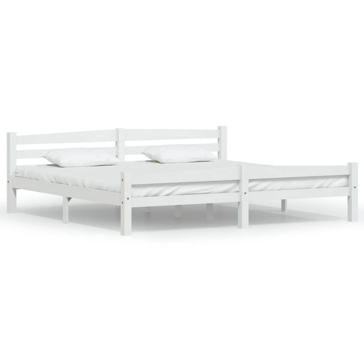 The Living Store Bedframe massief grenenhout wit 200x200 cm - Bedframe - Bedframe - Bed Frame - Bed Frames - Bed - Bedden - 2-persoonsbed - 2-persoonsbedden - Tweepersoons Bed