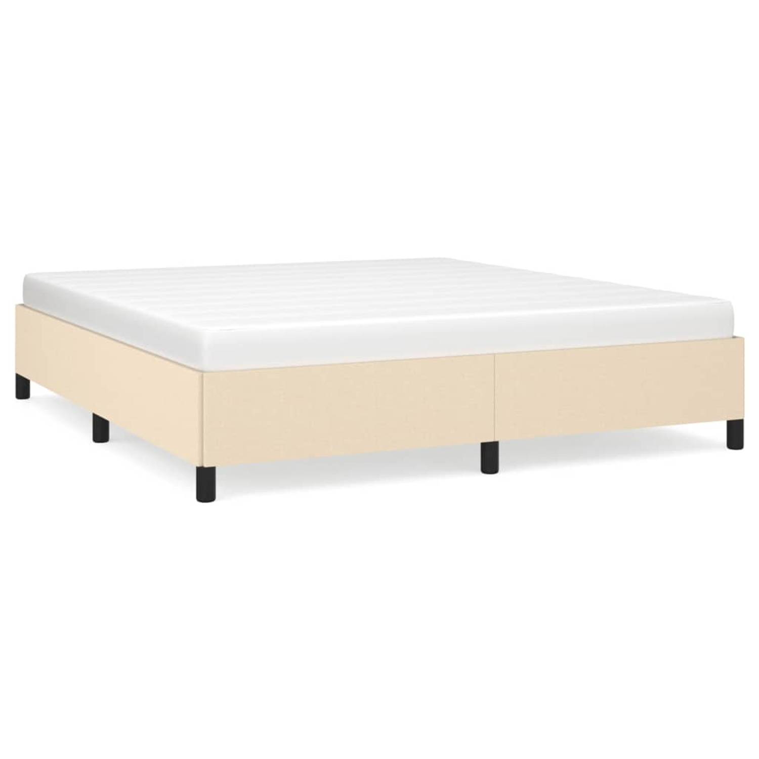 The Living Store Bedframe Met Ondersteunende Poten - Crème - 203 x 163 x 35 cm - Geschikt voor 160 x 200 cm Matras