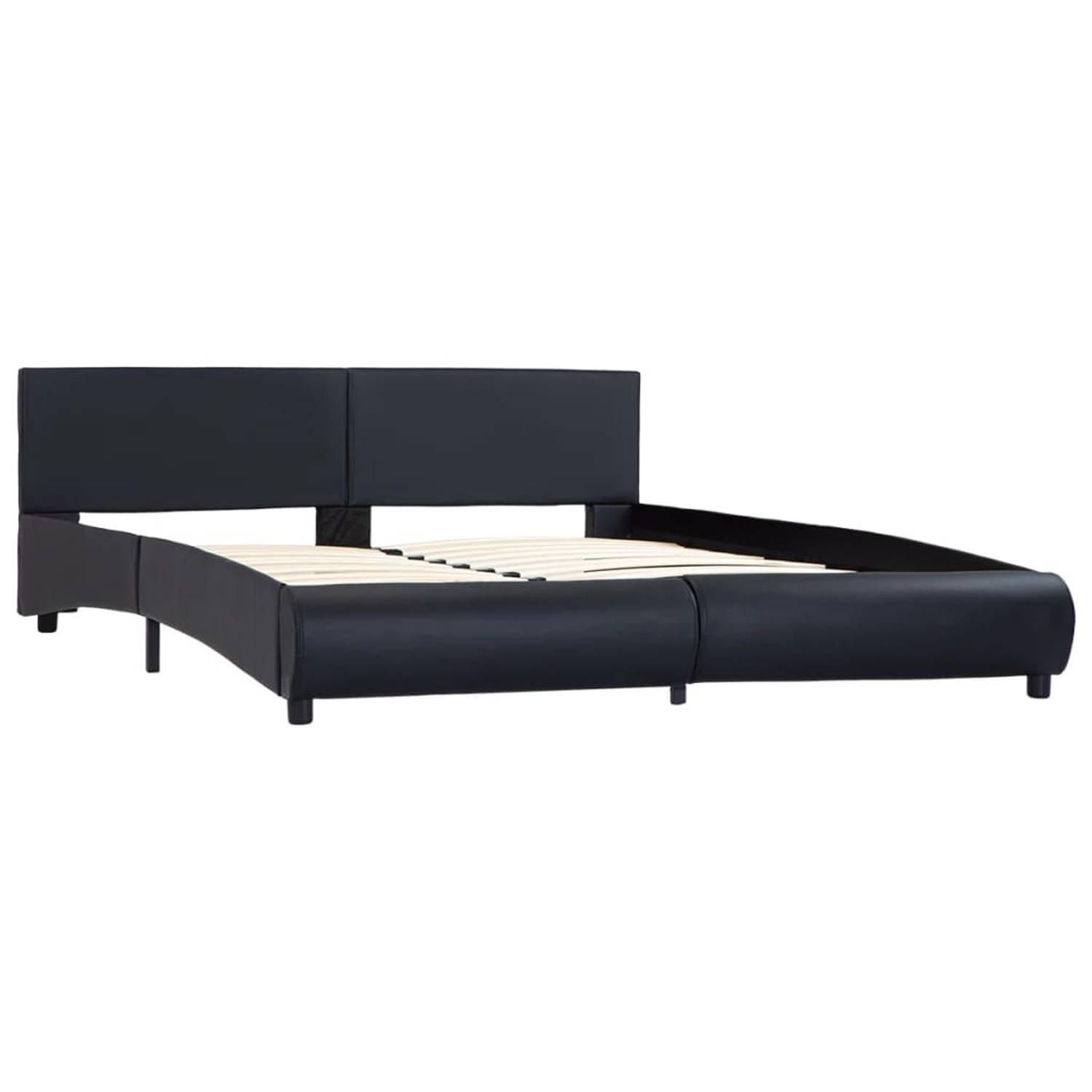 The Living Store Bedframe kunstleer zwart 160x200 cm - Bed
