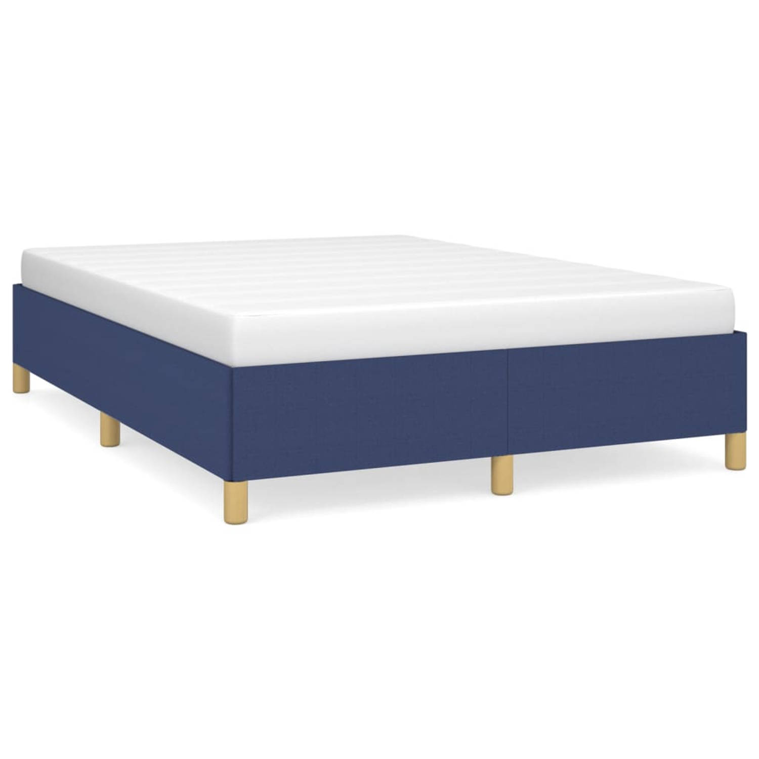The Living Store Bedframe stof blauw 140x190 cm - Bedframe - Bedframe - Bed - Slaapmeubel - Ledikant - Bedbodem - Tweepersoonsbed - Bedden - Slaapmeubels - Slaapmeubelen - Ledikant