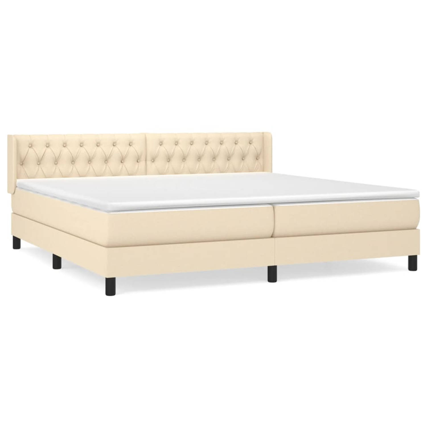 The Living Store Boxspring met matras stof crèmekleurig 200x200 cm - Boxspring - Boxsprings - Bed - Slaapmeubel - Boxspringbed - Boxspring Bed - Tweepersoonsbed - Bed Met Matras -