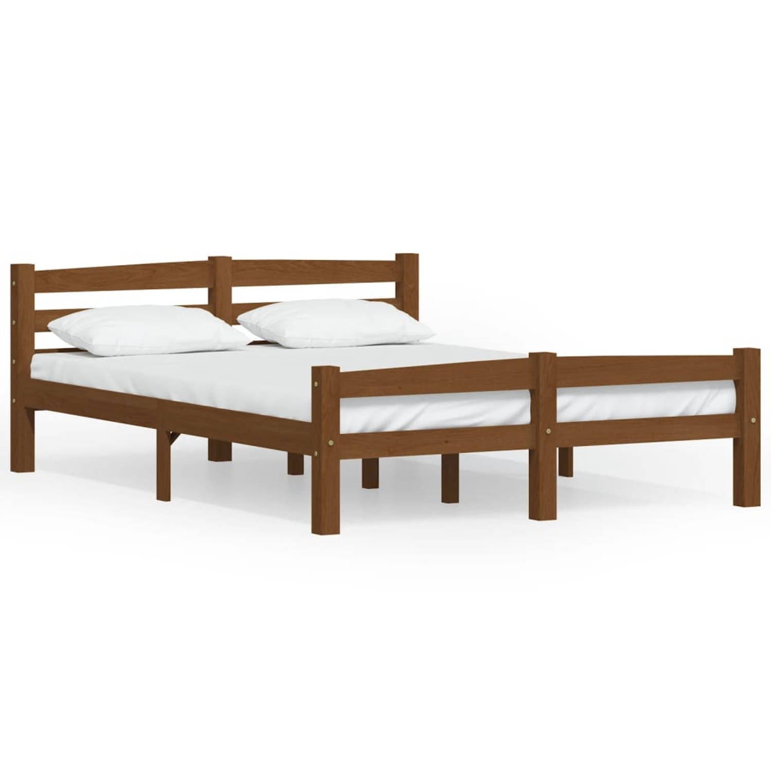 The Living Store Bedframe massief grenenhout honingbruin 140x200 cm - Bedframe - Bedframe - Bed Frame - Bed Frames - Bed - Bedden - 2-persoonsbed - 2-persoonsbedden - Tweepersoons