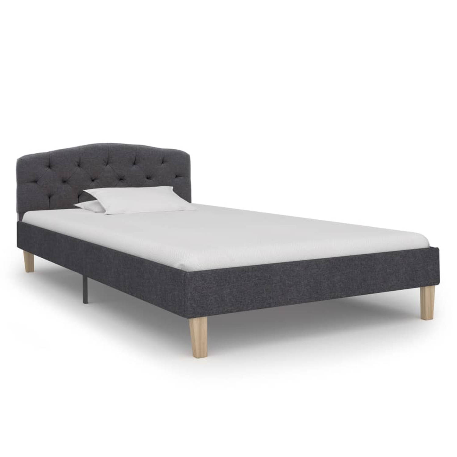 The Living Store Bedframe stof donkergrijs 100x200 cm - Bed