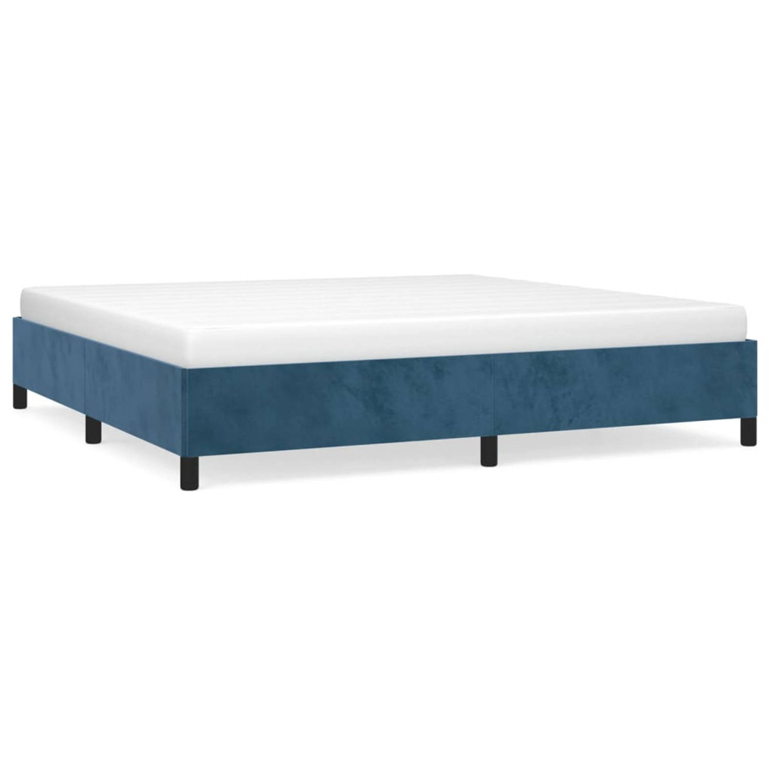 The Living Store Bedframe fluweel donkerblauw 200x200 cm - Bed