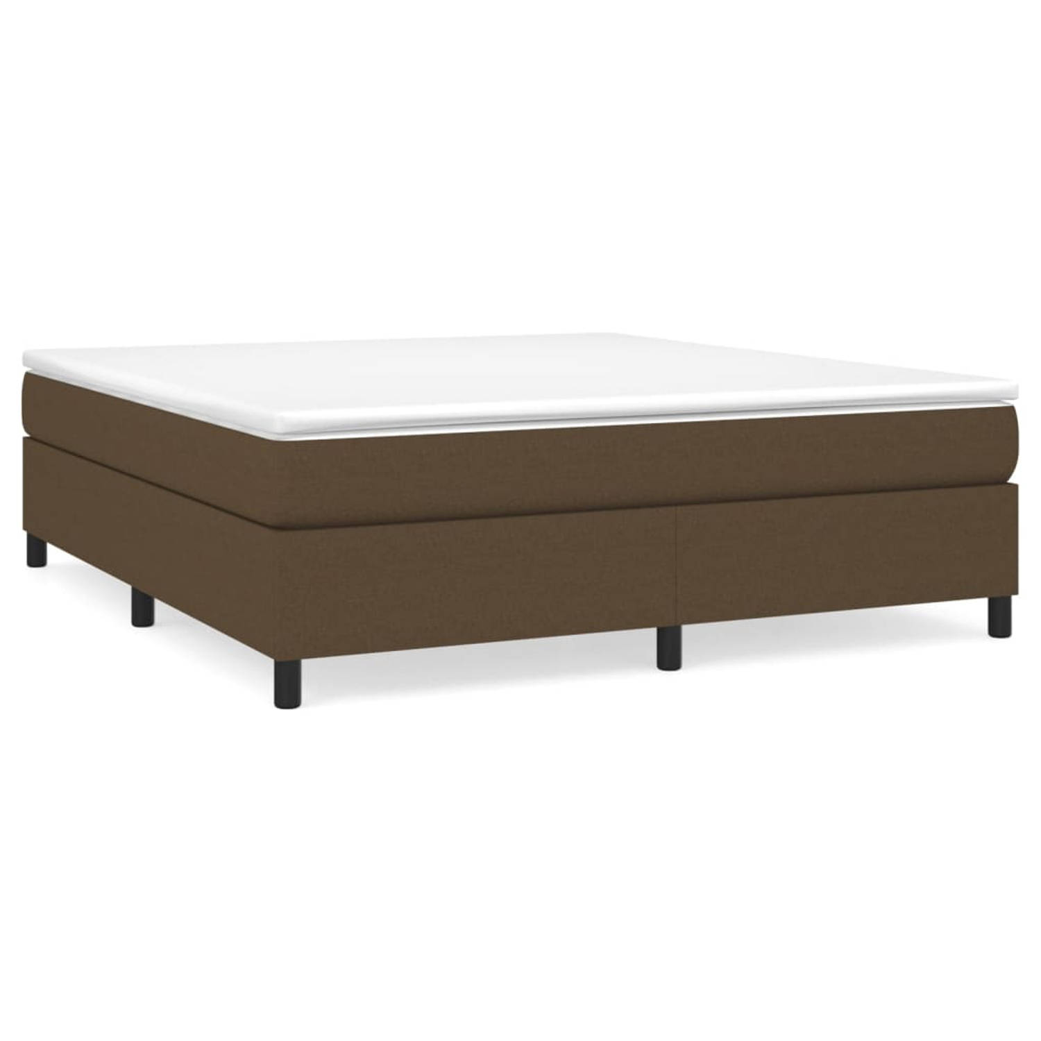 The Living Store Boxspring met matras stof donkerbruin 180x200 cm - Bed