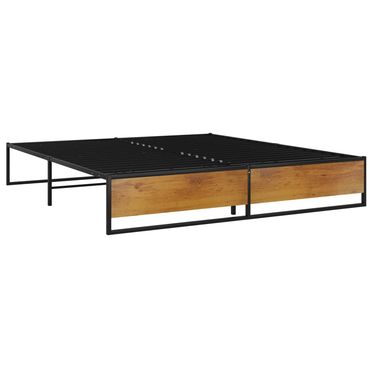 The Living Store Bedframe metaal zwart 160x200 cm - Bed