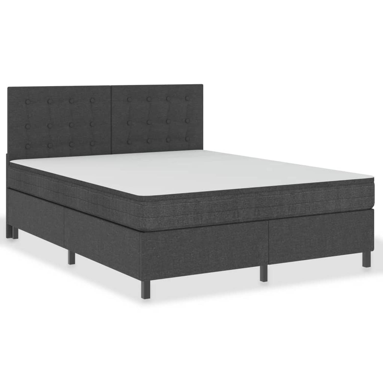 The Living Store Boxspring stof donkergrijs 160x200 cm - Boxspring - Boxsprings - Boxspringbed - Boxspringbedden - Hotelbed - Hotelbedden - Bed - Bedden - Tweepersoonsbed - Tweeper