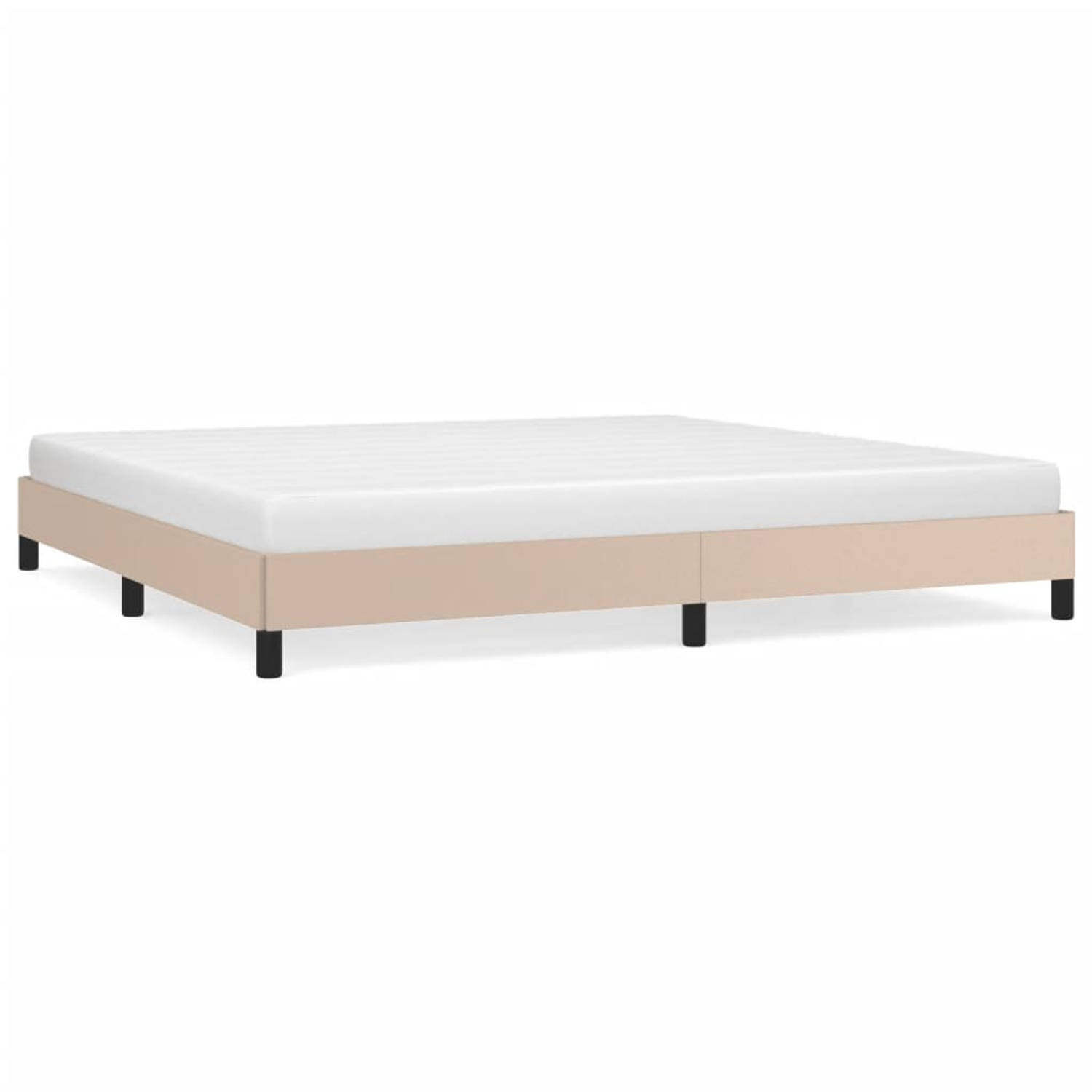 The Living Store Bedframe kunstleer cappuccinokleurig 200x200 cm - Bedframe - Bedframes - Bed - Slaapmeubel - Bedbodem - Ledikant - Tweepersoonsbed - Slaapbed - Bedden - Slaapmeube