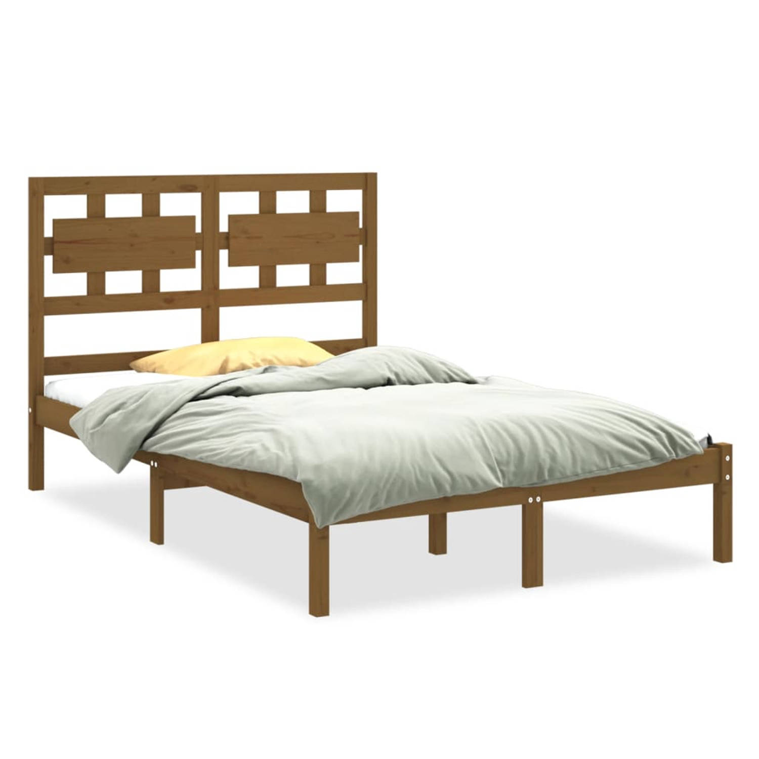 The Living Store Bedframe massief hout honingbruin 140x200 cm - Bedframe - Bedframes - Tweepersoonsbed - Bed - Bedombouw - Dubbel Bed - Frame - Bed Frame - Ledikant - Bedframe Met