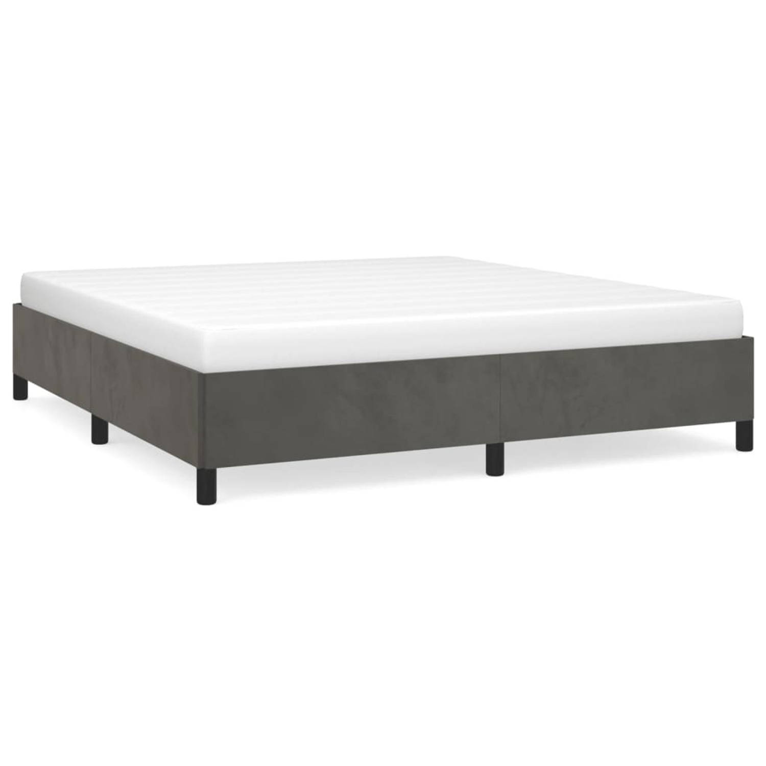 The Living Store Bedframe fluweel donkergrijs 160x200 cm - Bed